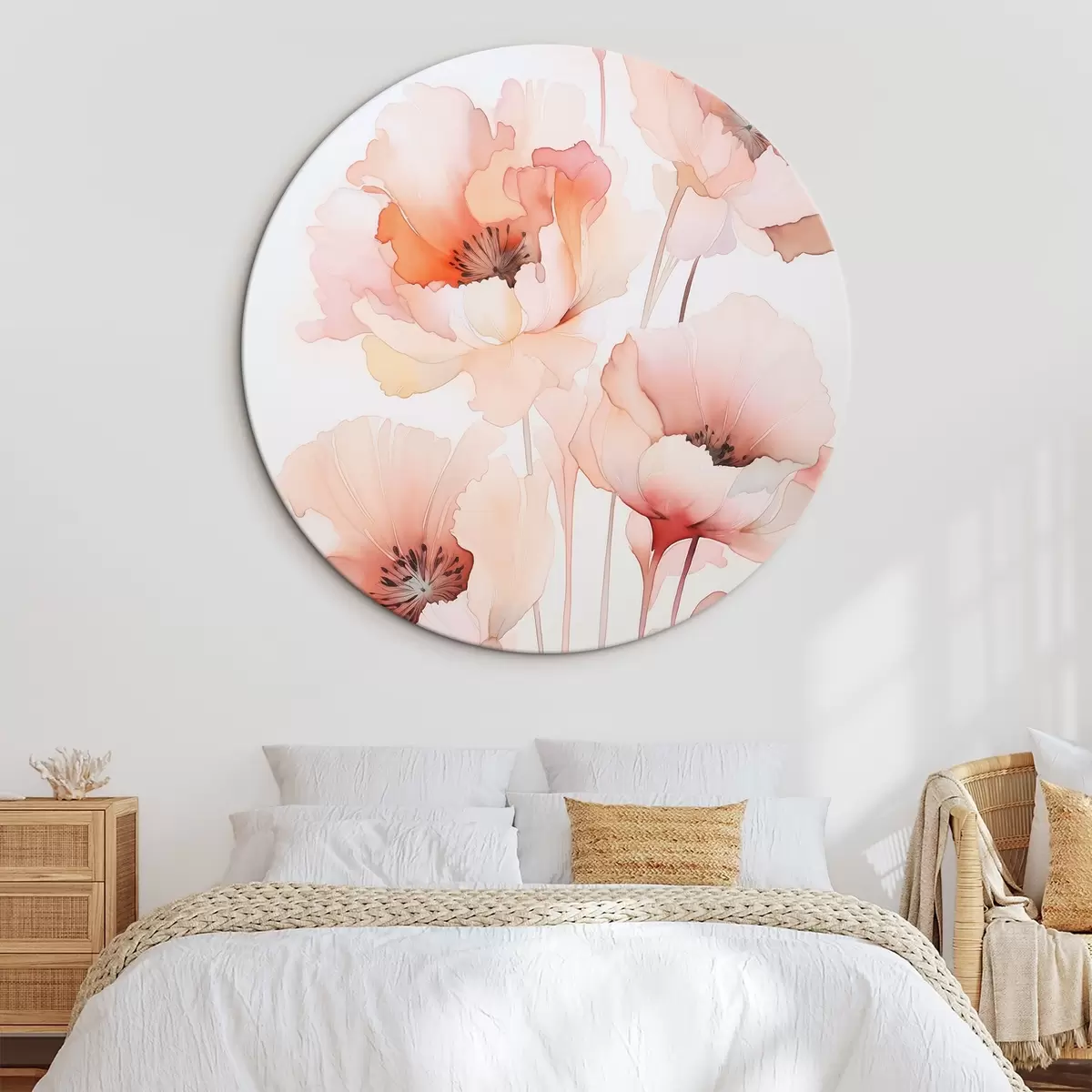 Runde Wandbilder Mohnblumen-Imitation Aquarell r45760