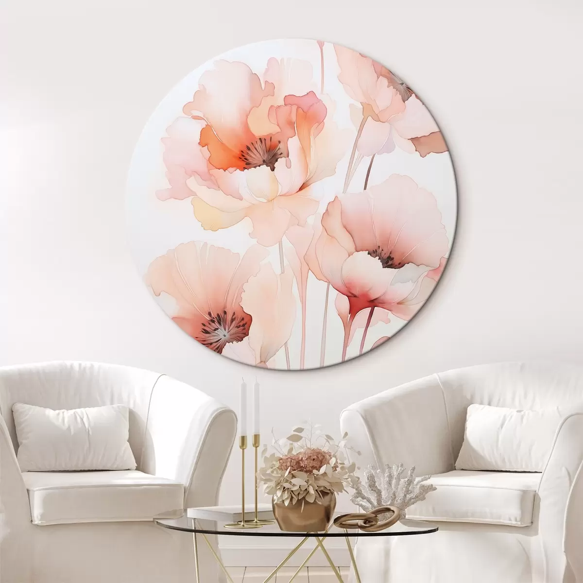 Runde Wandbilder Mohnblumen-Imitation Aquarell r45760