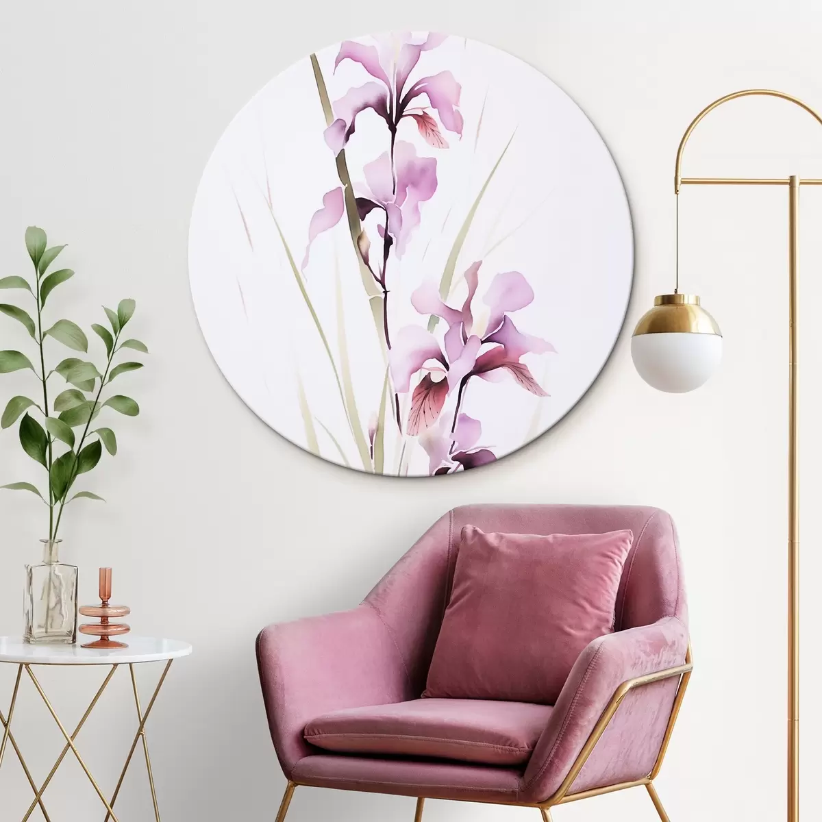 Runde Wandbilder Blumen Nachahmung von Aquarell r45763