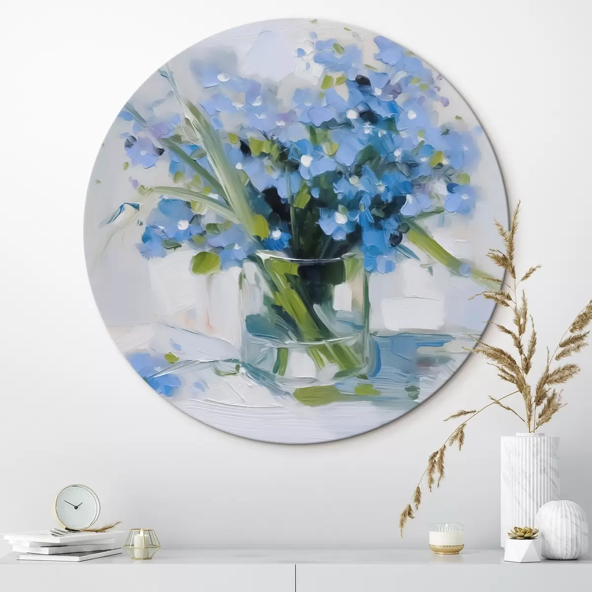 Runde Wandbilder Zarte Blumen in einer Glasvase r45773