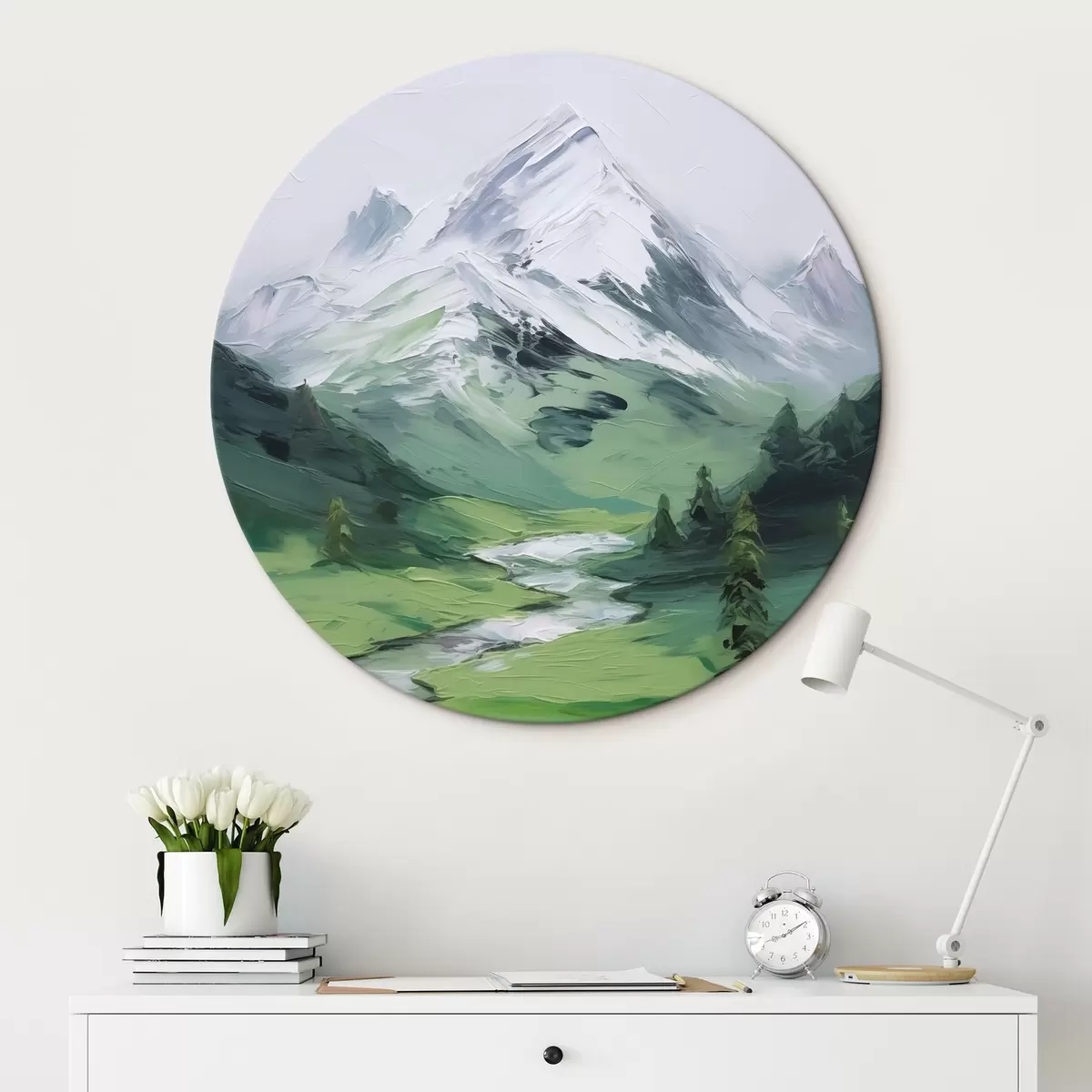 Runde Wandbilder Berg-Tal-Imitationsgemälde r45775