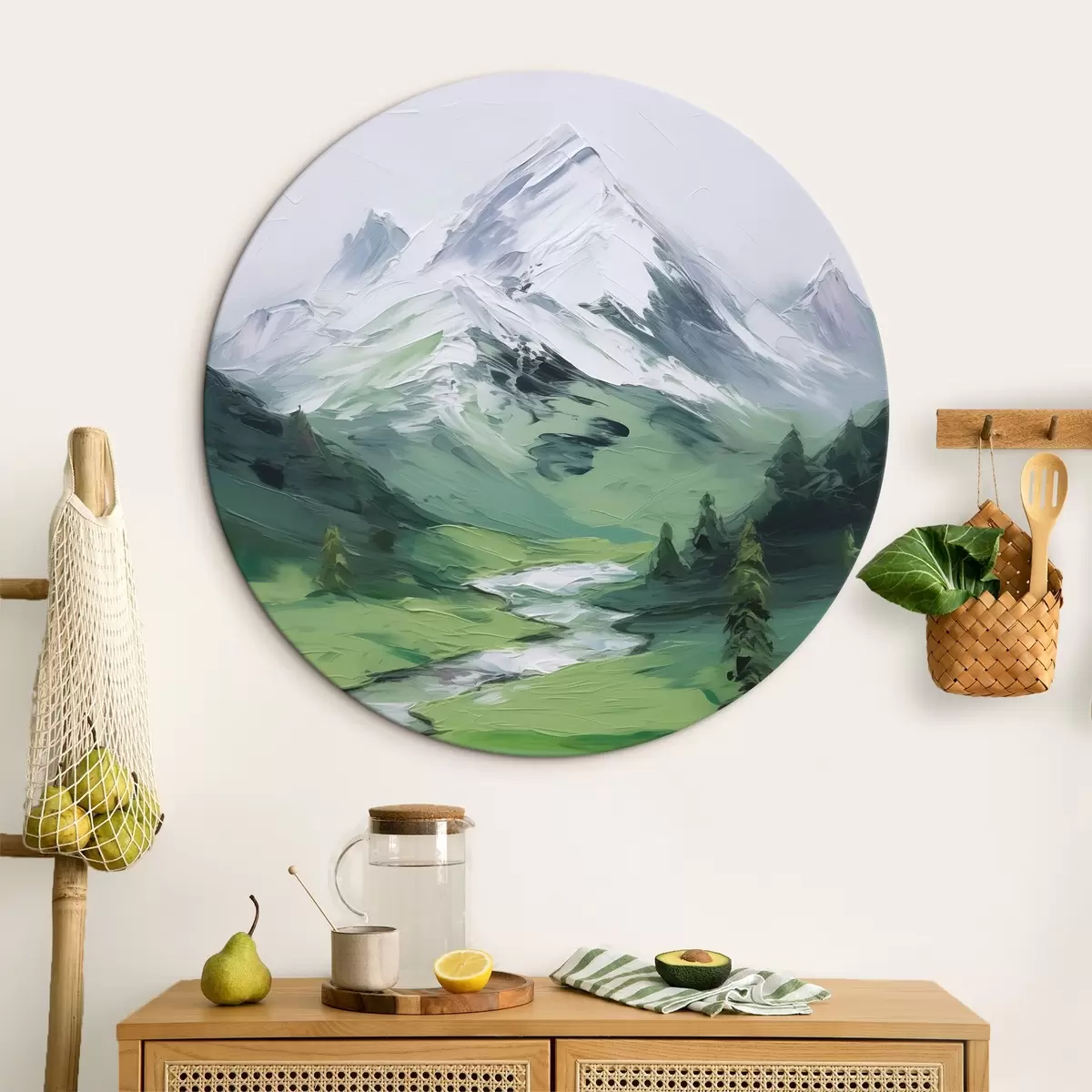 Runde Wandbilder Berg-Tal-Imitationsgemälde r45775