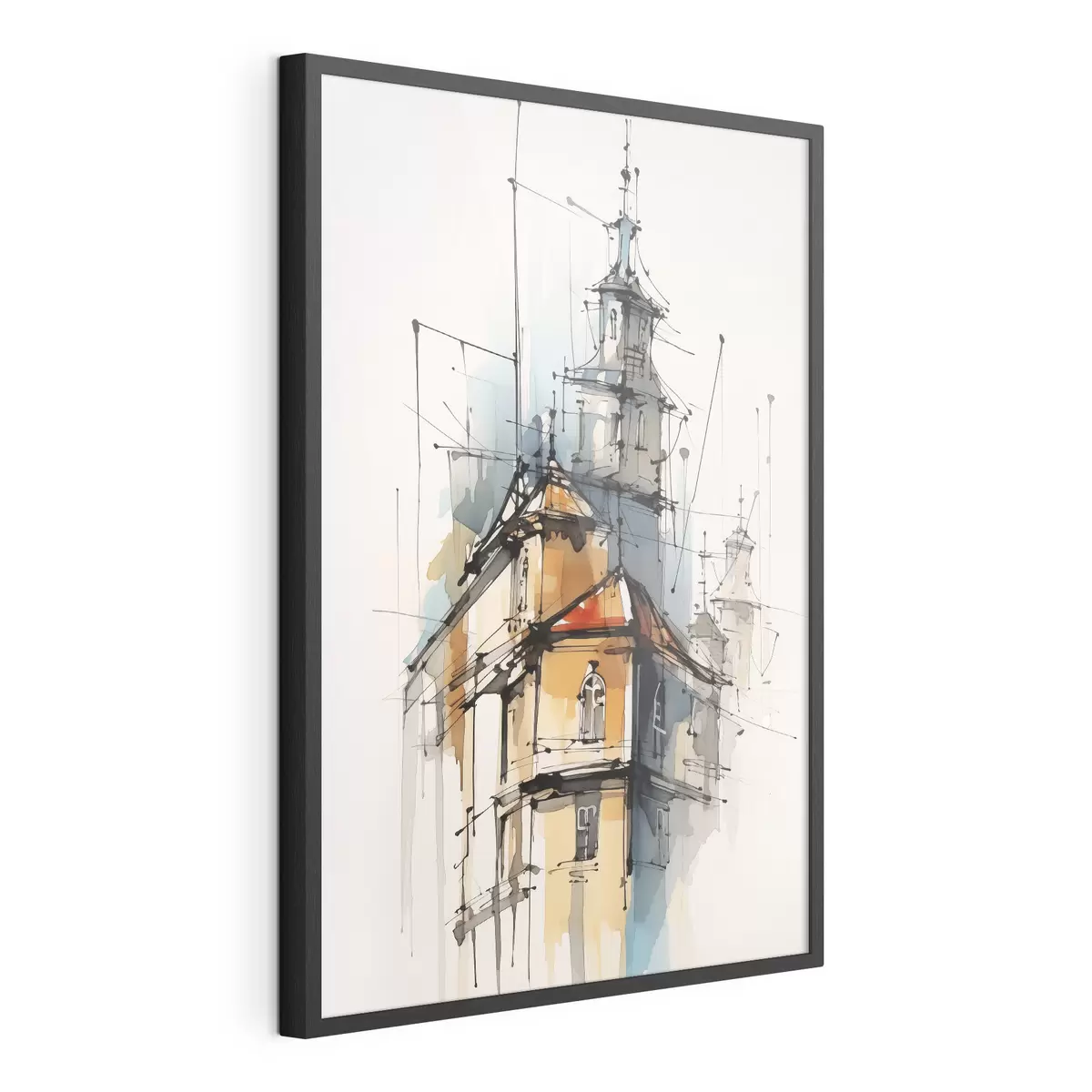 Poster Häuser-Imitation, Skizze und Aquarell f45765