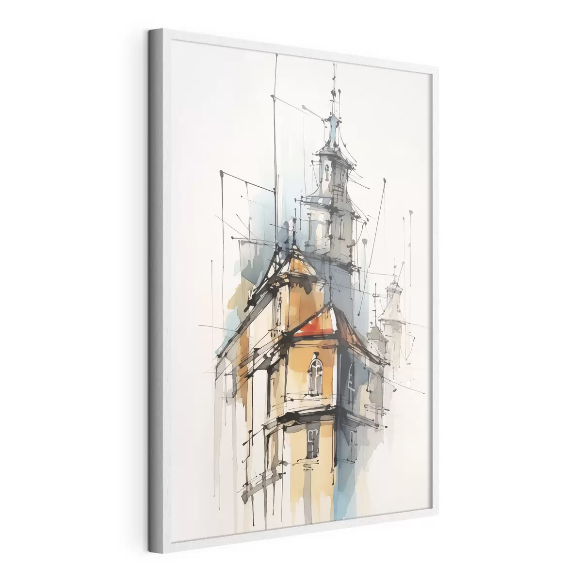 Poster Häuser-Imitation, Skizze und Aquarell f45765