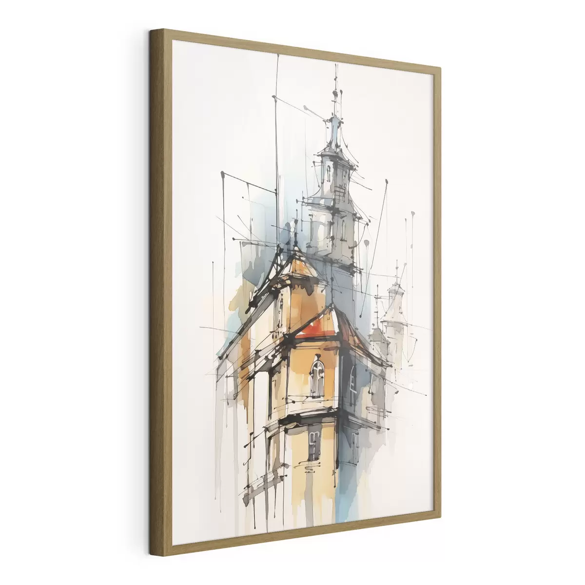 Poster Häuser-Imitation, Skizze und Aquarell f45765