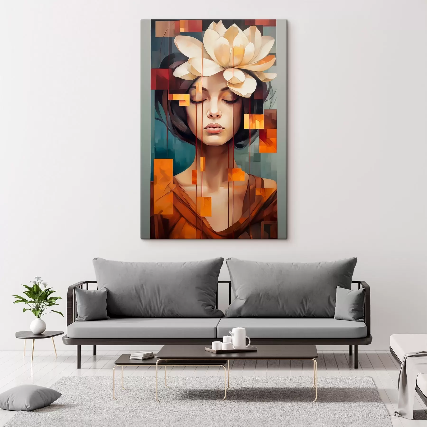 Fototapete Frau mit einer Blume s45796