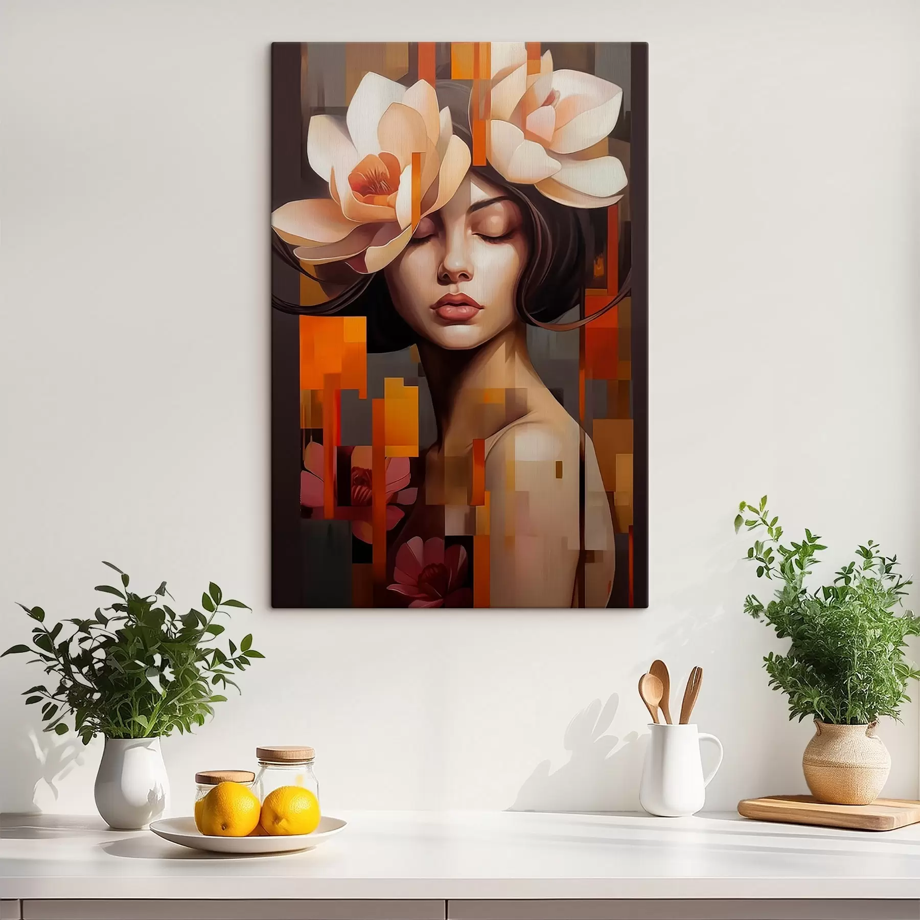 Fototapete Frau mit einer Blume s45797