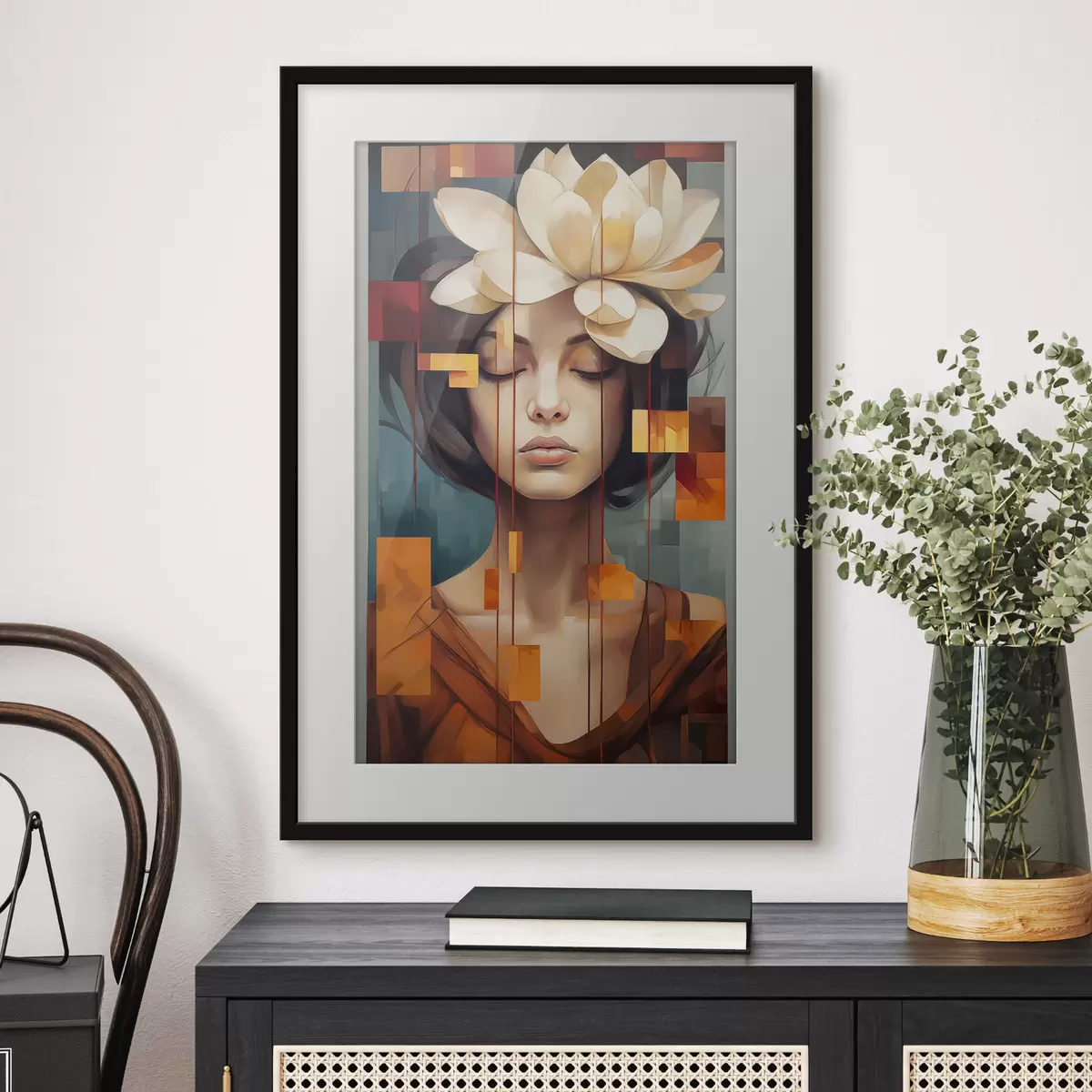 Poster Frau mit einer Blume f45796