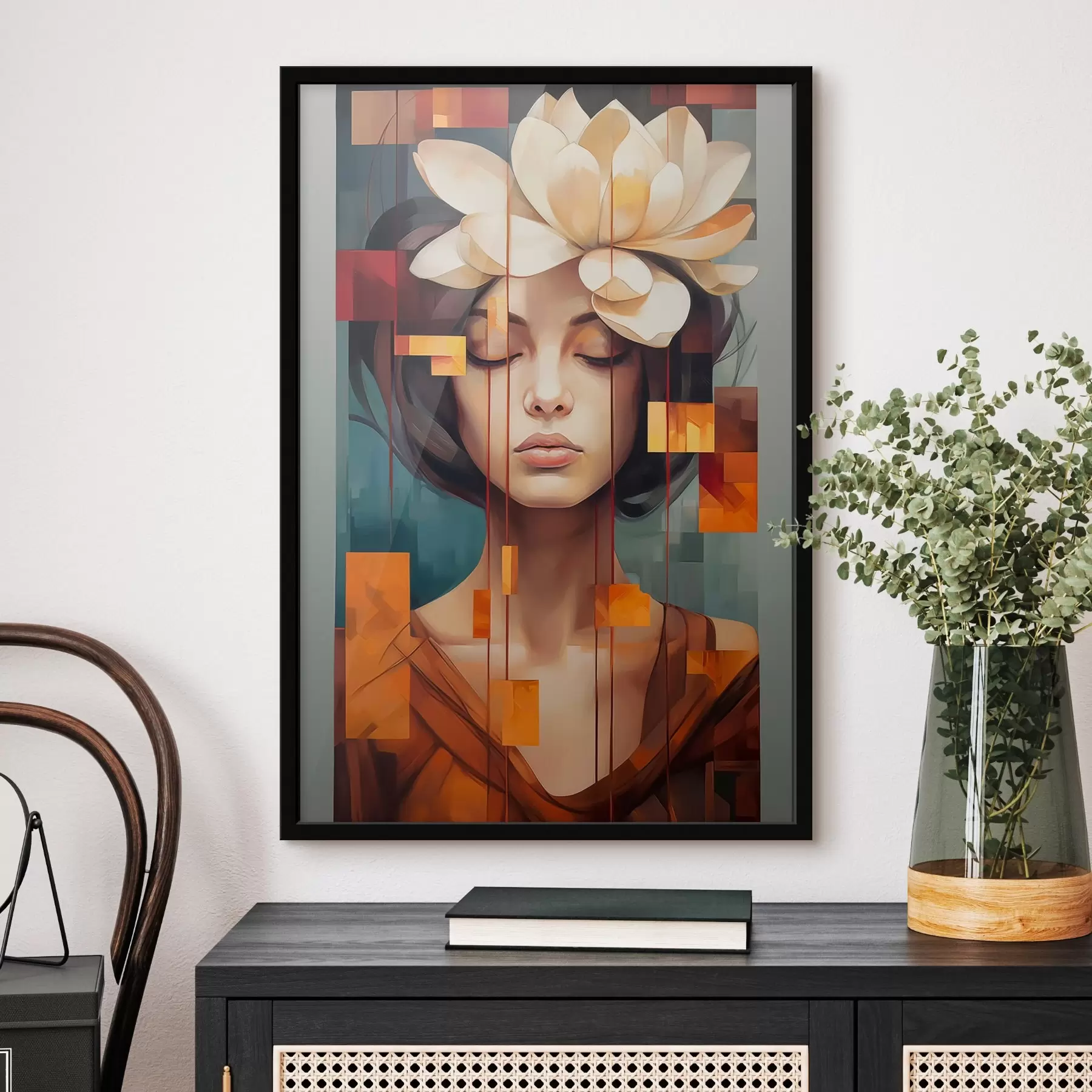 Fototapete Frau mit einer Blume f45796