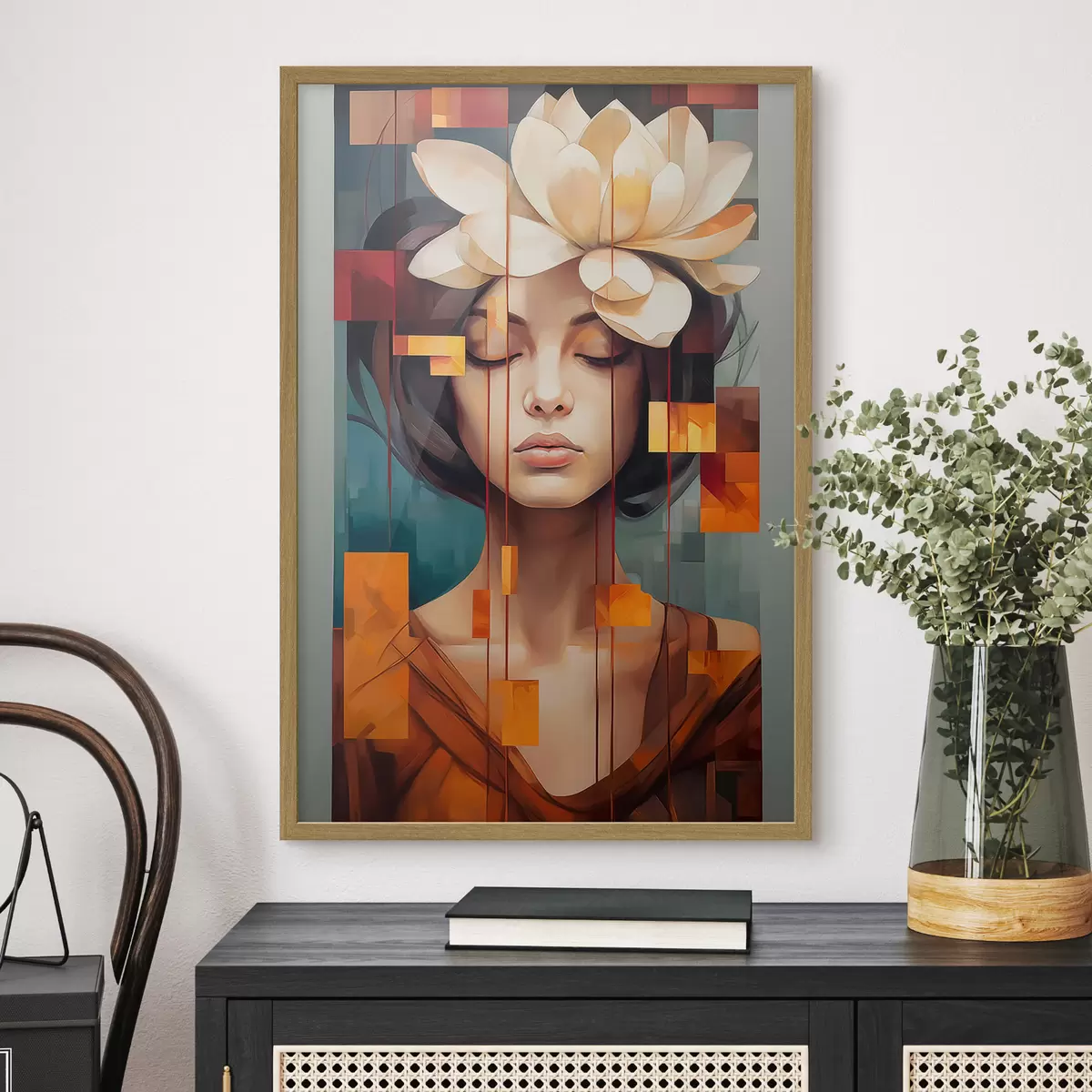 Poster Frau mit einer Blume f45796