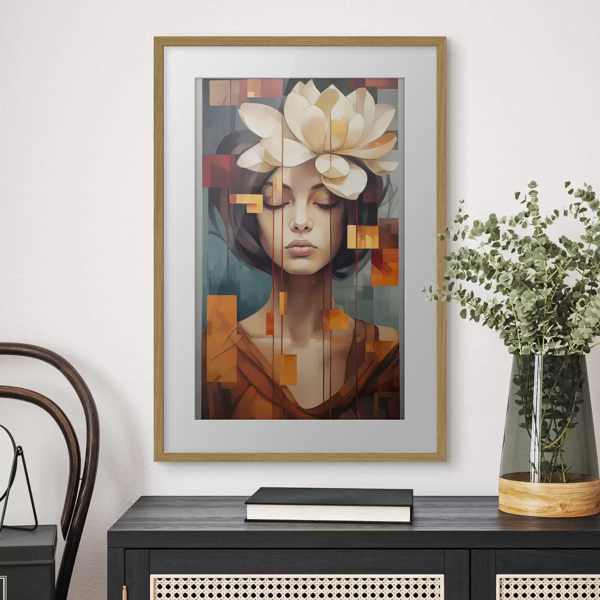 Poster Frau mit einer Blume f45796