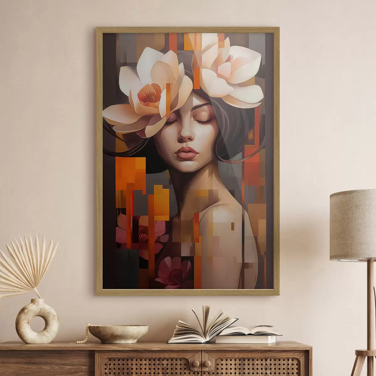 Poster Frau mit einer Blume f45797