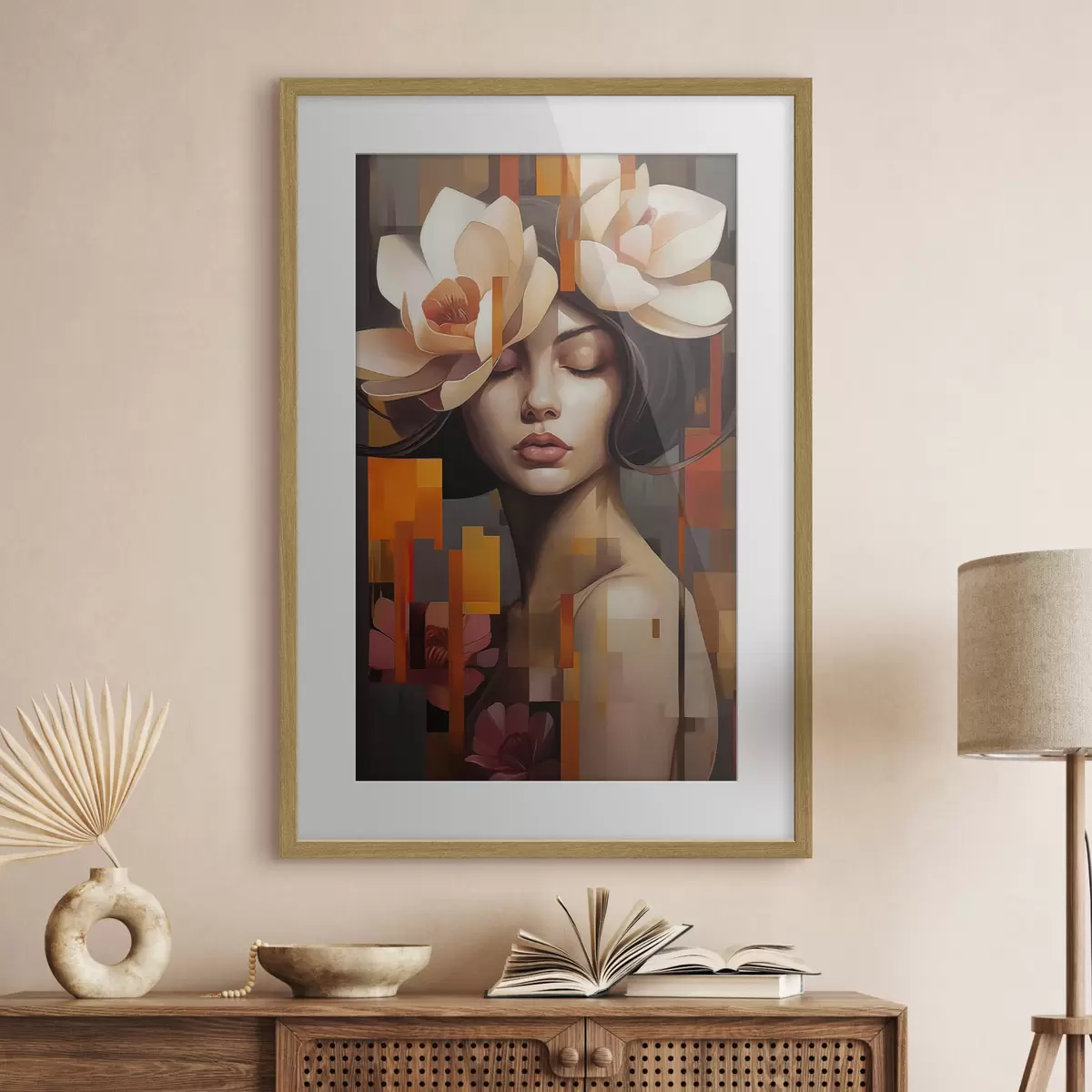 Poster Frau mit einer Blume f45797