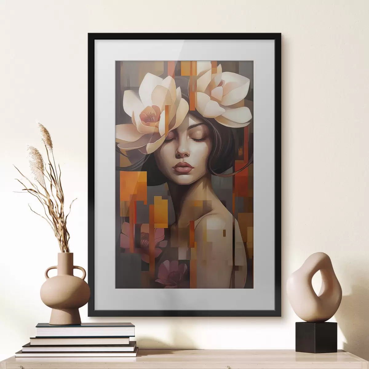 Poster Frau mit einer Blume f45797