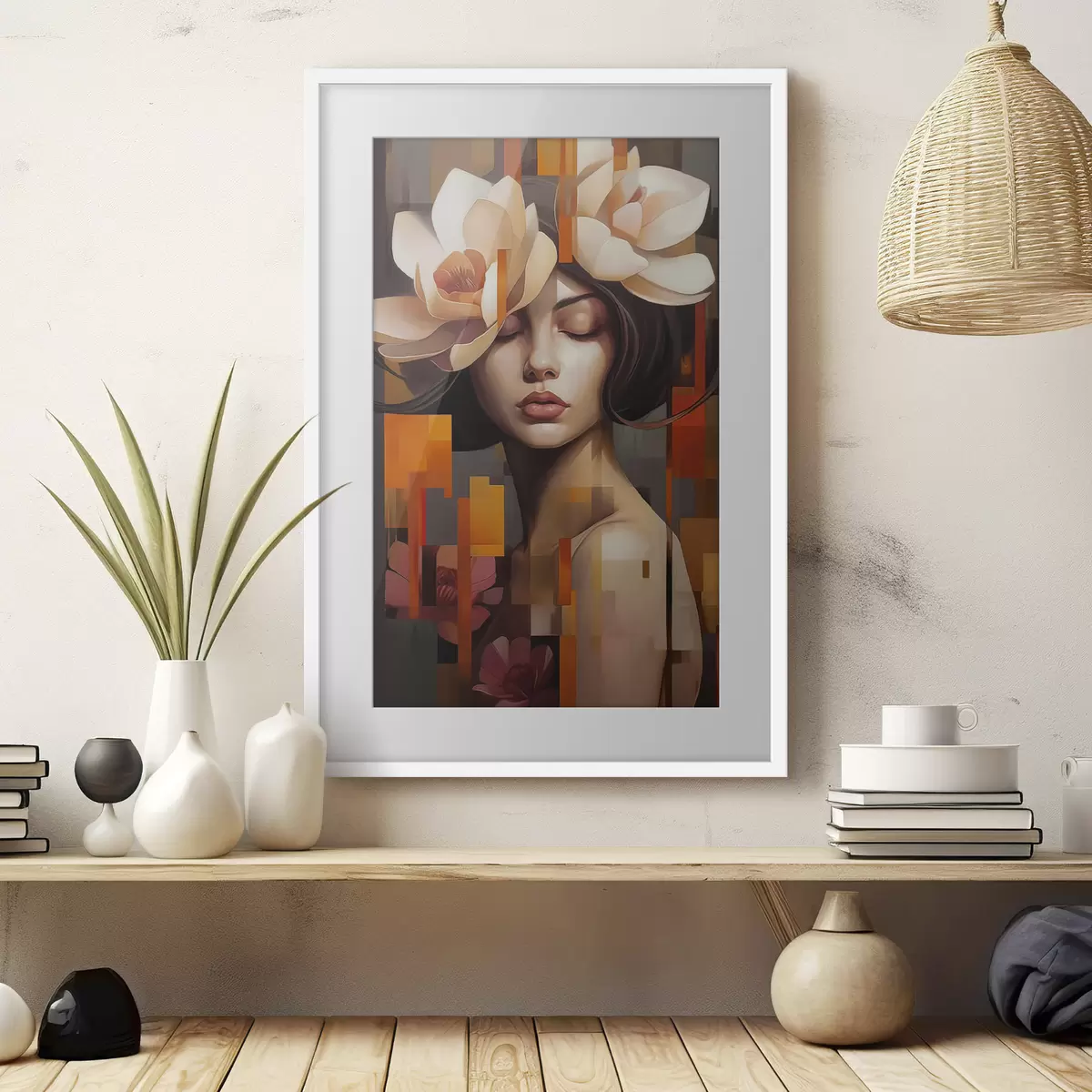 Poster Frau mit einer Blume f45797