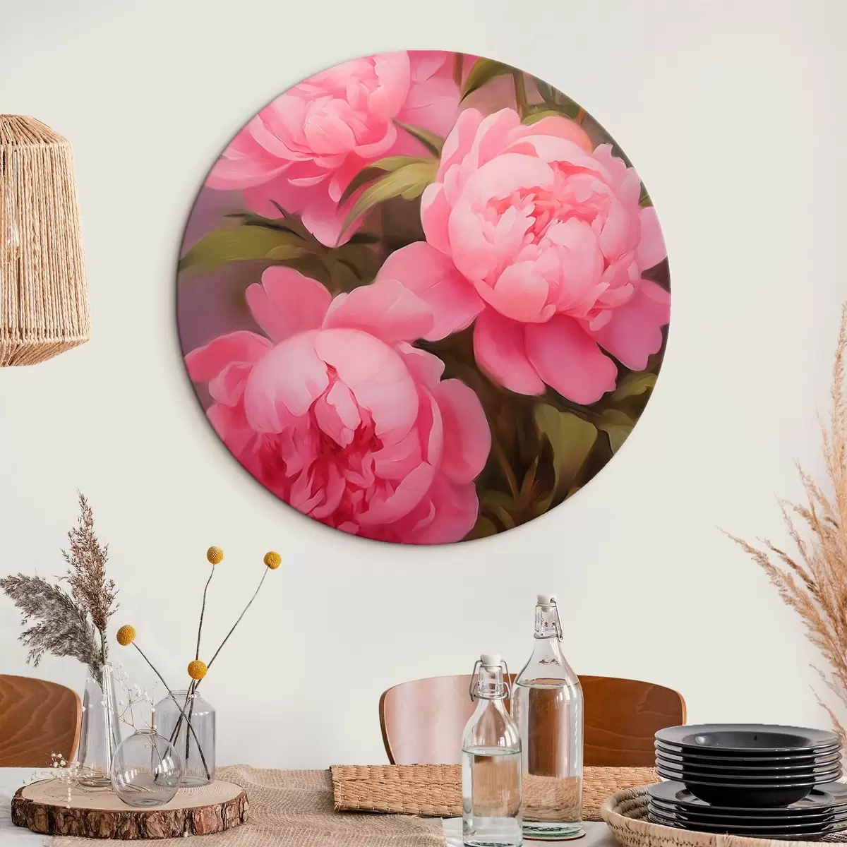 Runde Wandbilder Rosa Pfingstrosen r45783
