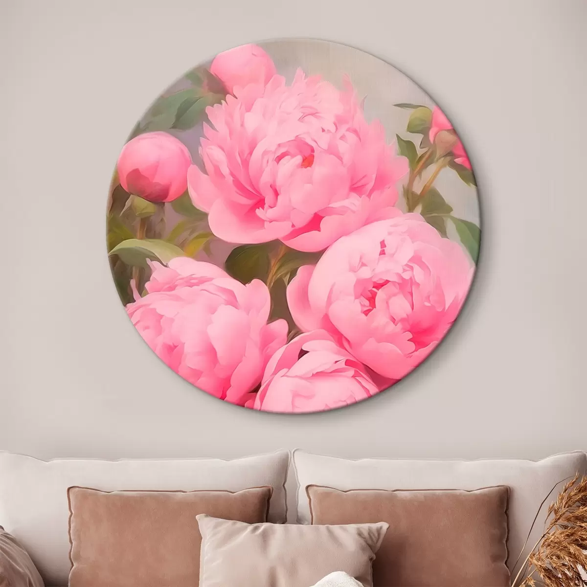 Runde Wandbilder Rosa Pfingstrosen r45784
