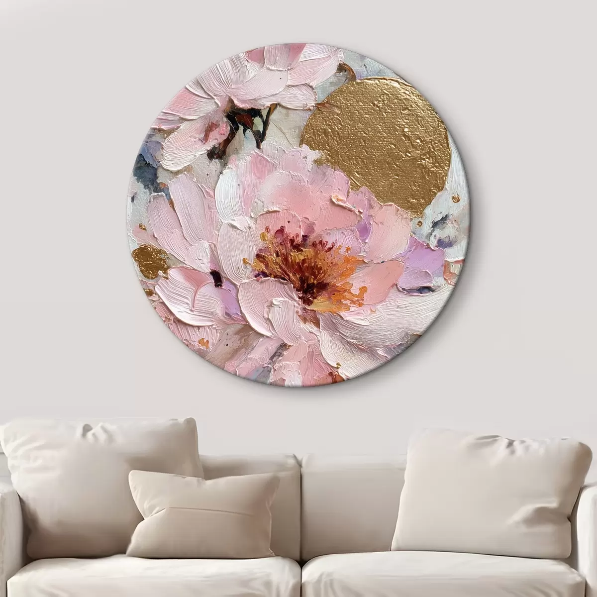 Runde Wandbilder Blumenkomposition: abstrakte Blumen r45250
