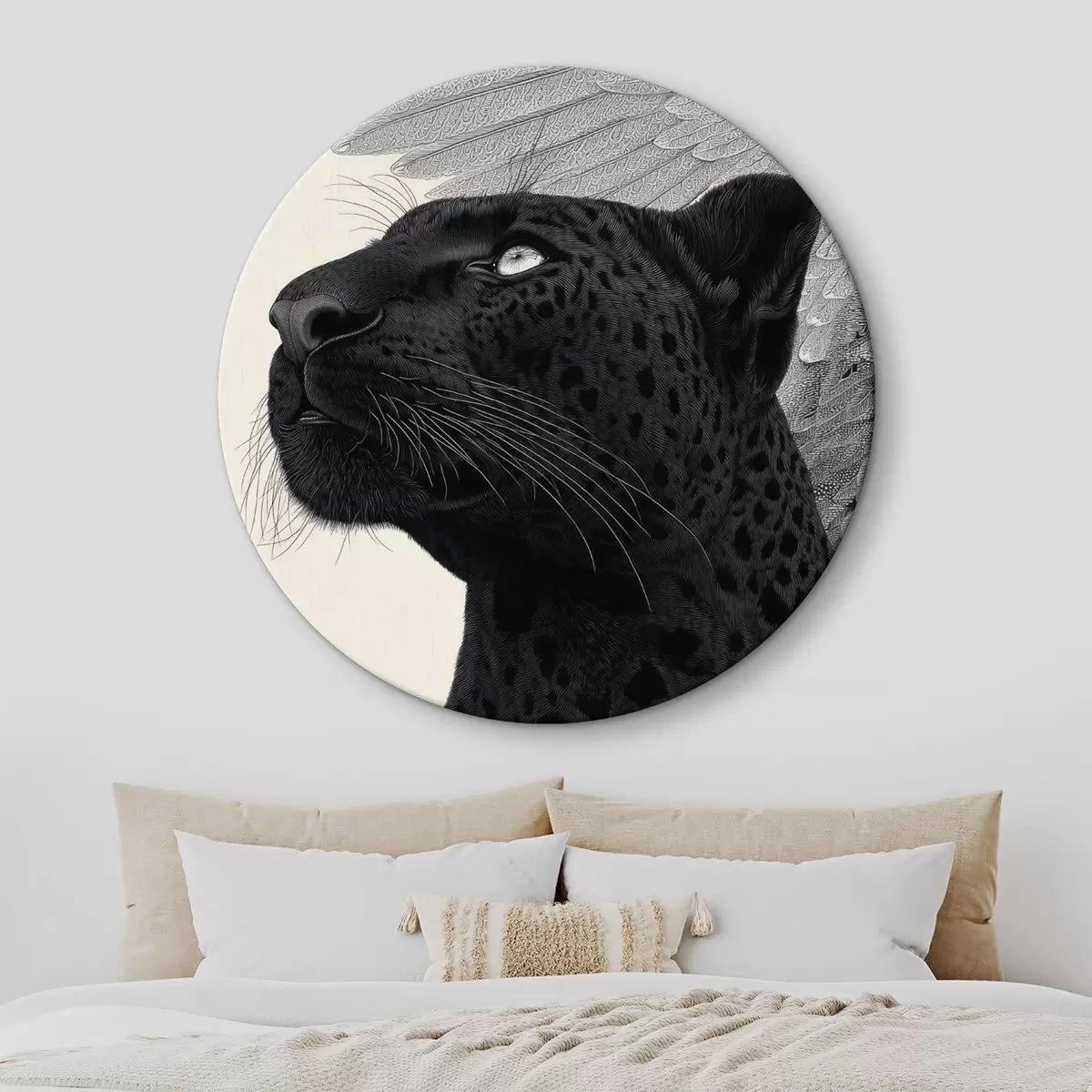Runde Wandbilder Grafische Gestaltung: Panther mit Flügeln r45548