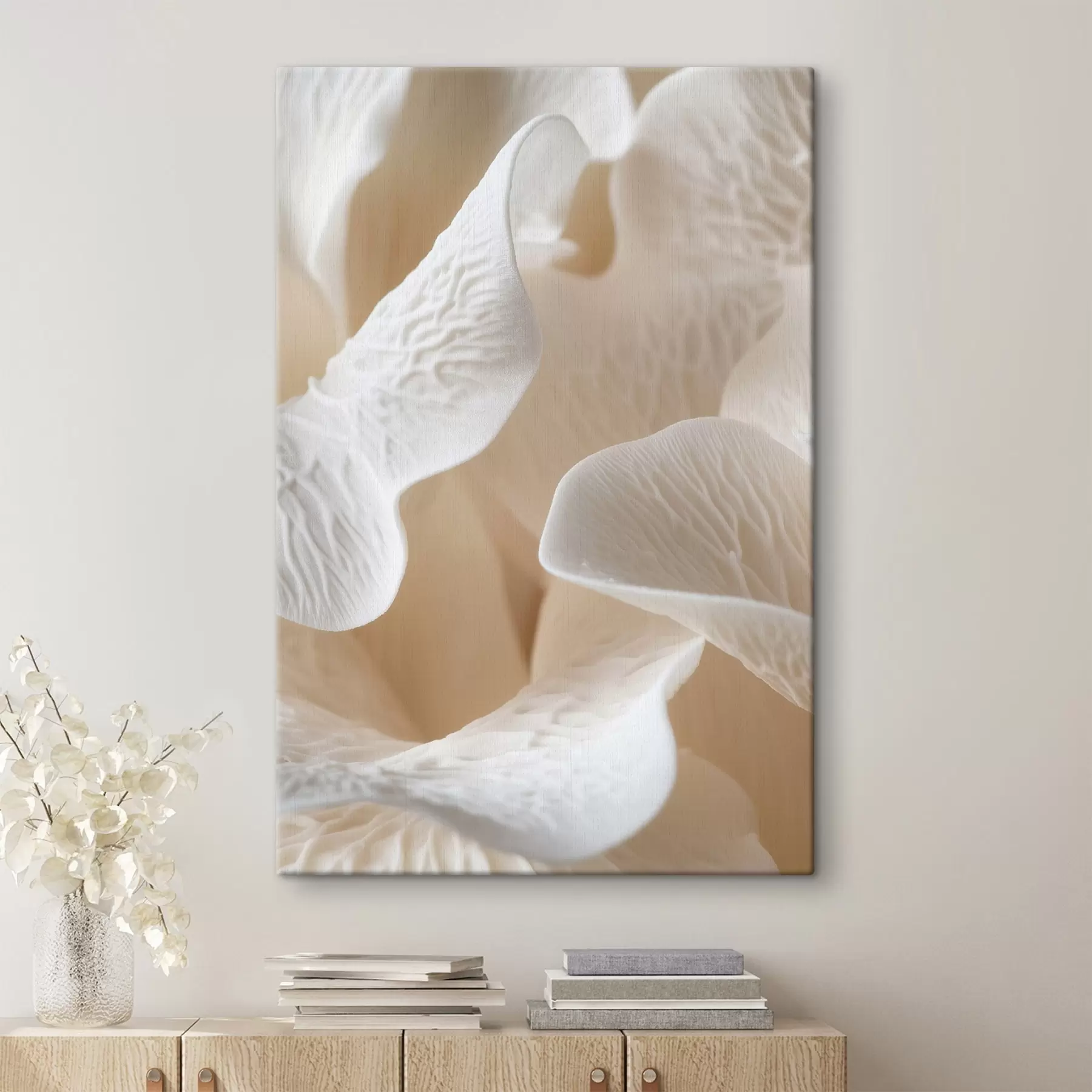 Fototapete blütenblätter mit Adern in Beigetönen s45703