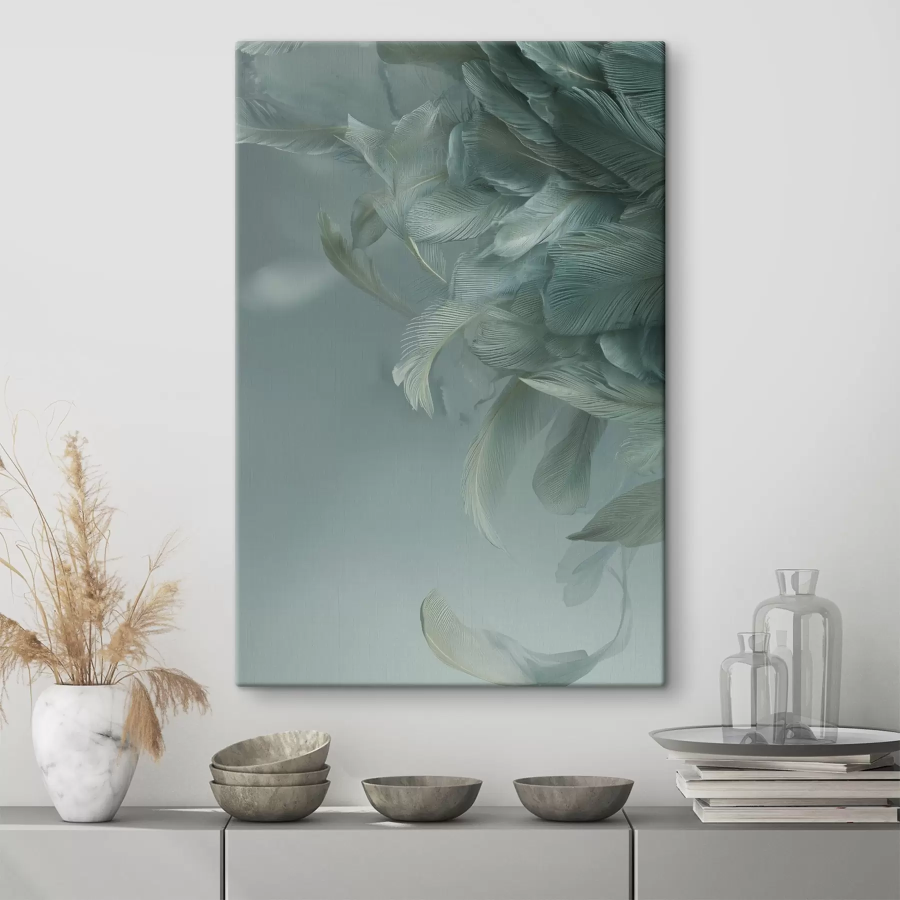 Fototapete federn in Meeresfarben s45708