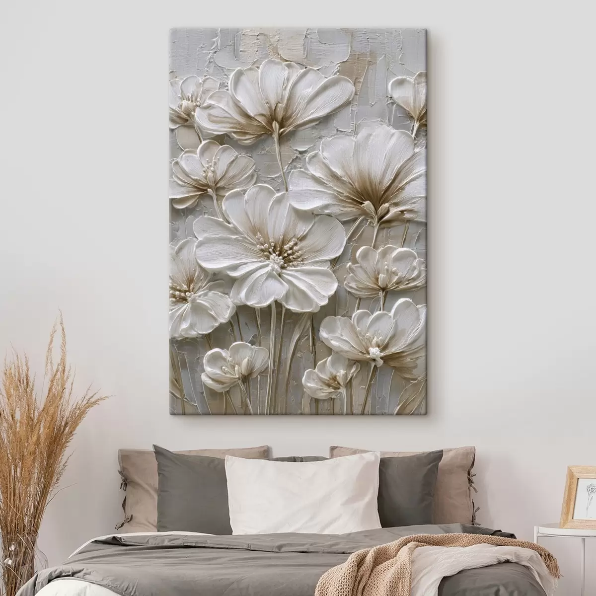 Fototapete cremefarbene Blumen im Imitations-Impasto-Stil s45712