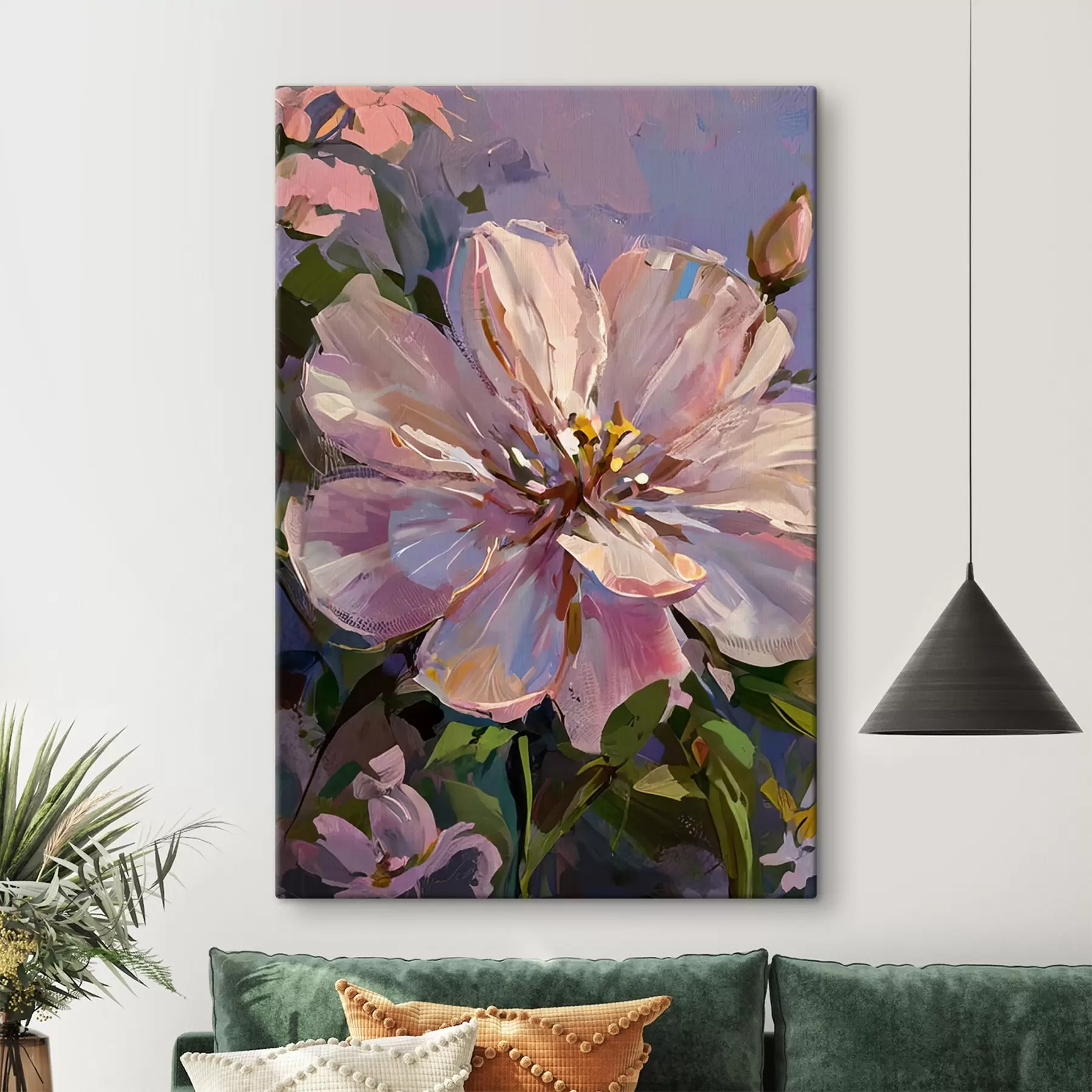 Fototapete rosa Blumen im Stil eines Ölgemäldes s45723