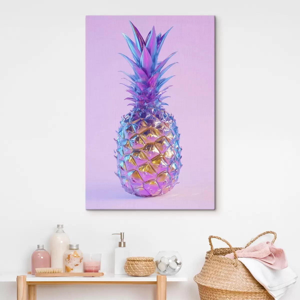 Fototapete leuchtend glänzende Ananas im Pop-Art-Stil s45727