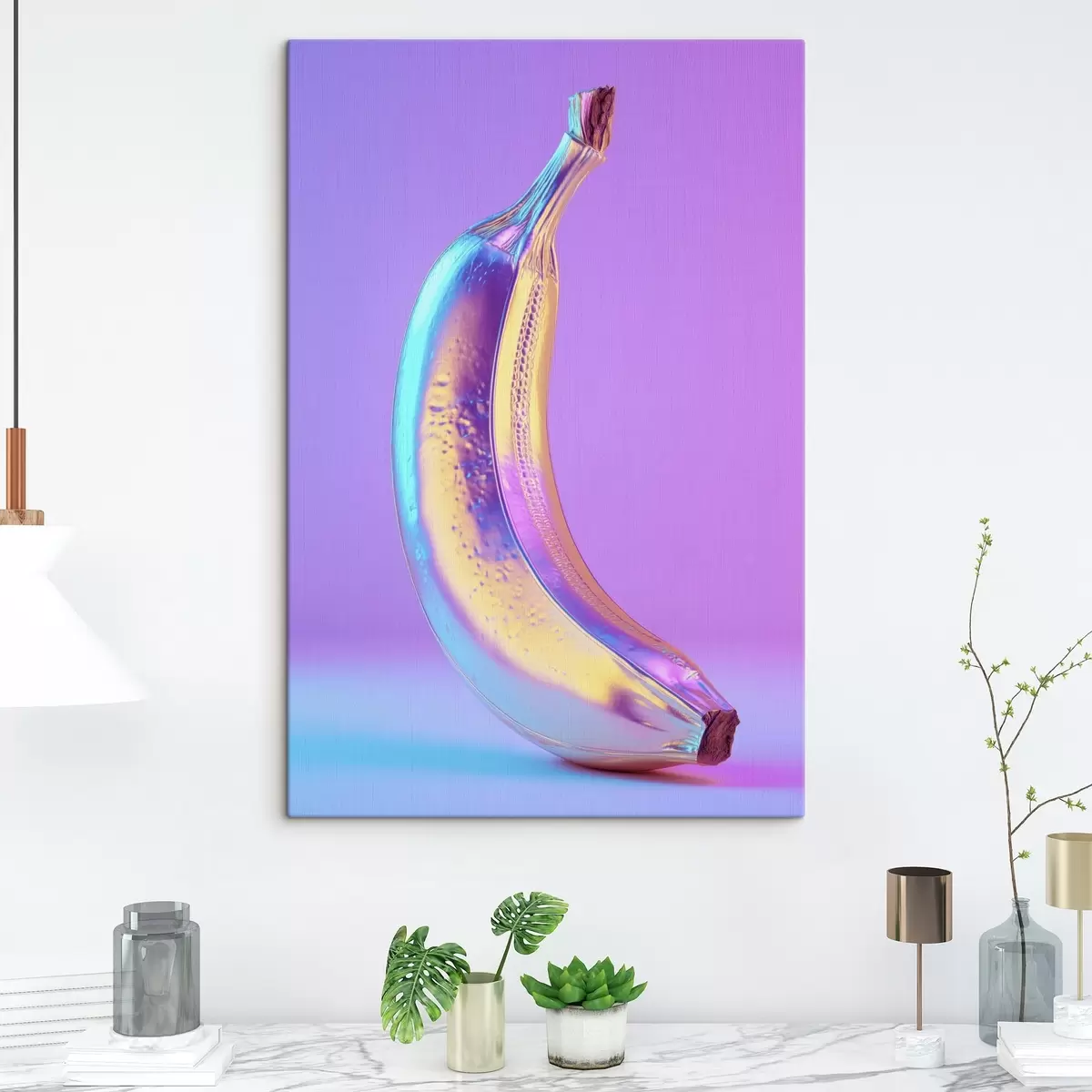 Fototapete leuchtend glänzende Banane im Pop-Art-Stil s45728