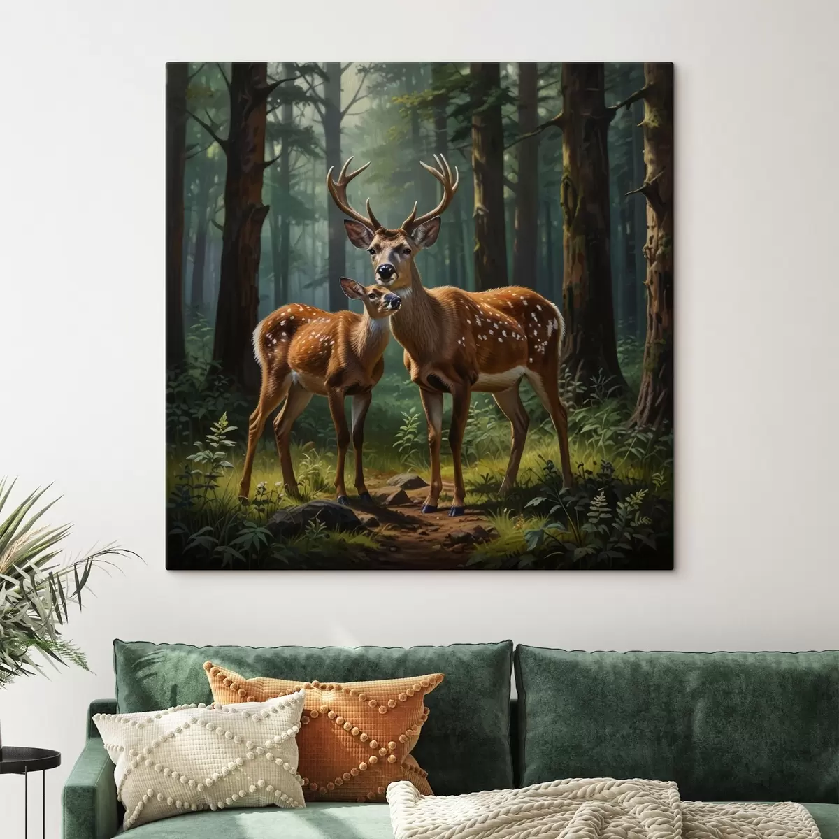 Fototapete hirsch mit Kitz im Wald s45732