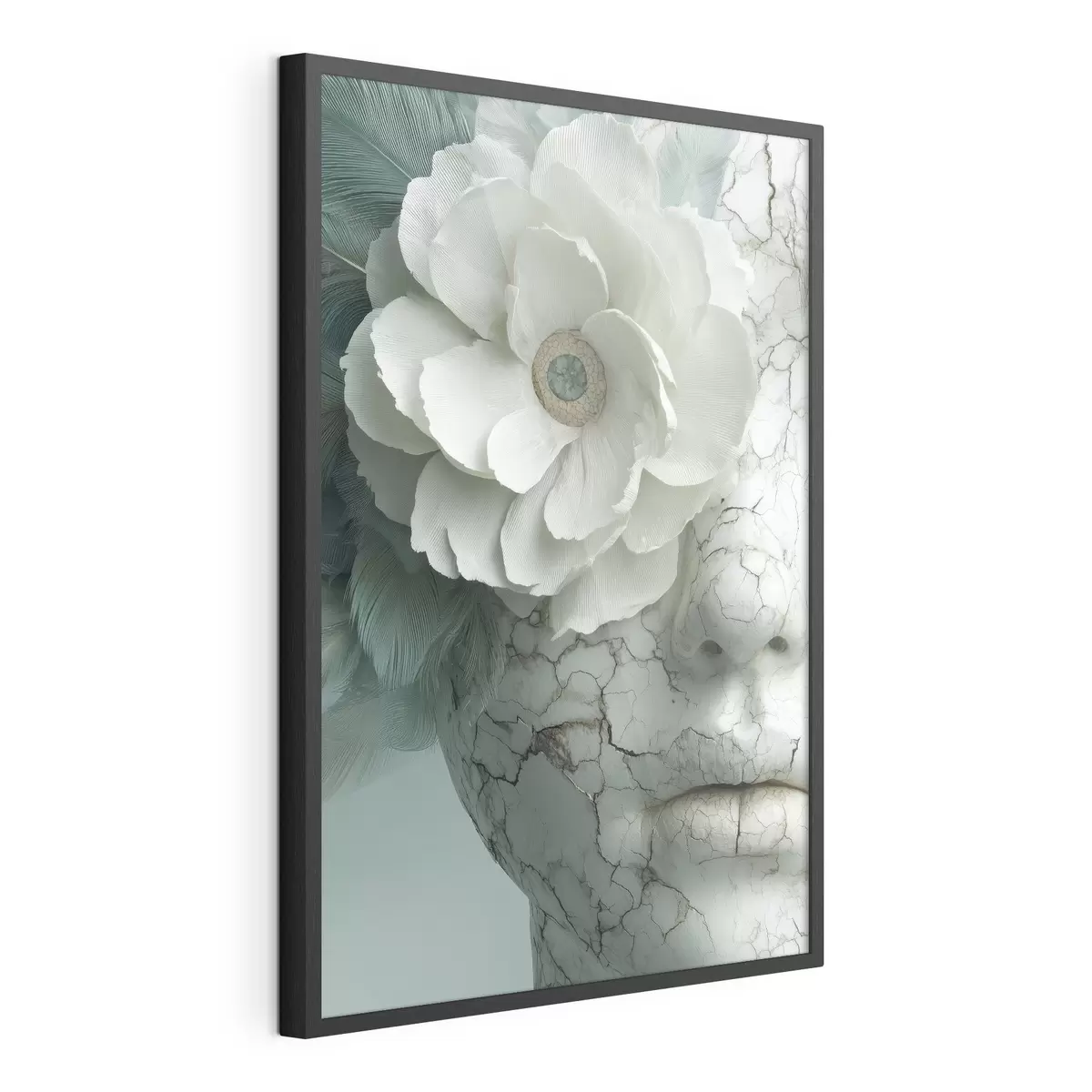 Poster marmorporträt eines Mädchens mit einer Blume f45709