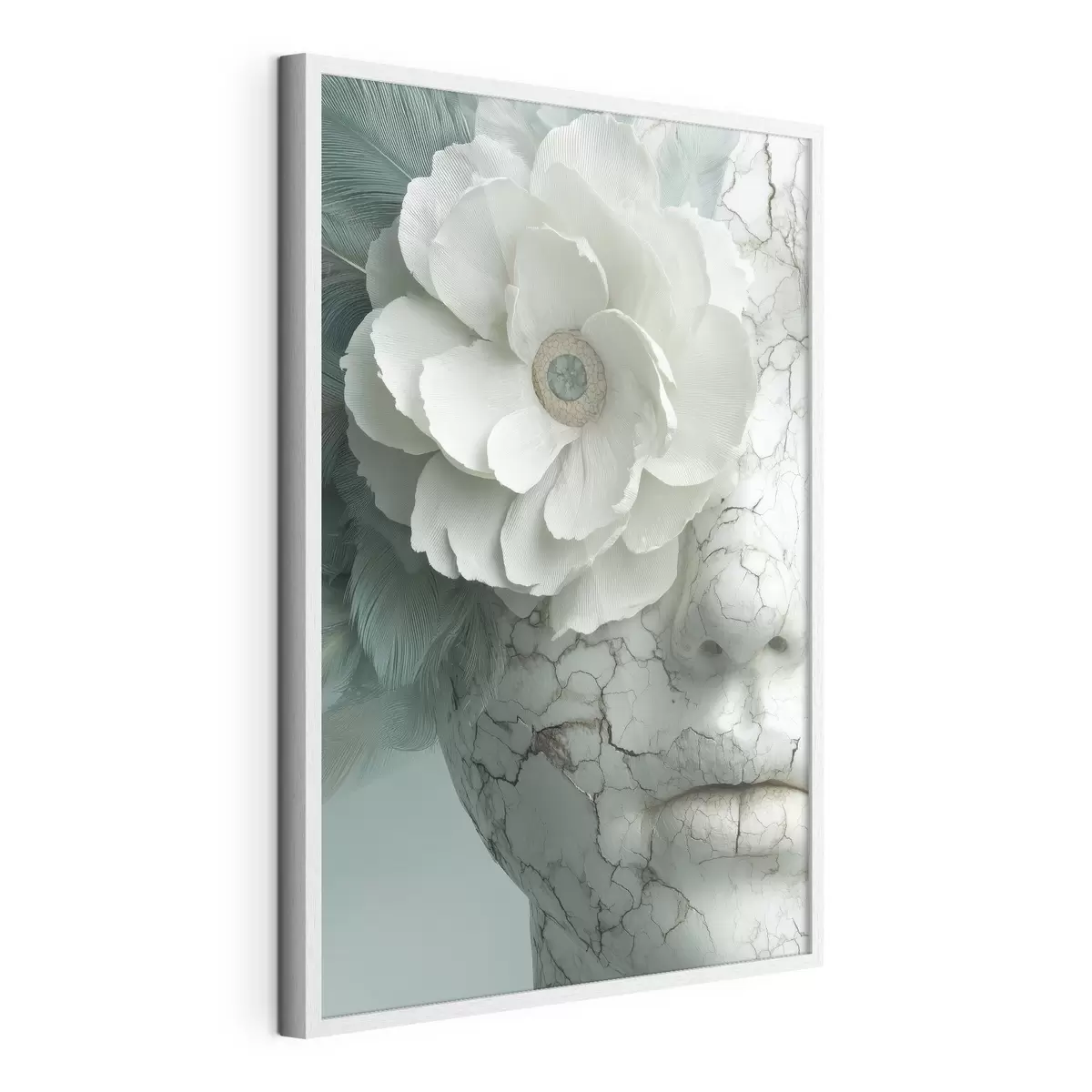 Poster marmorporträt eines Mädchens mit einer Blume f45709
