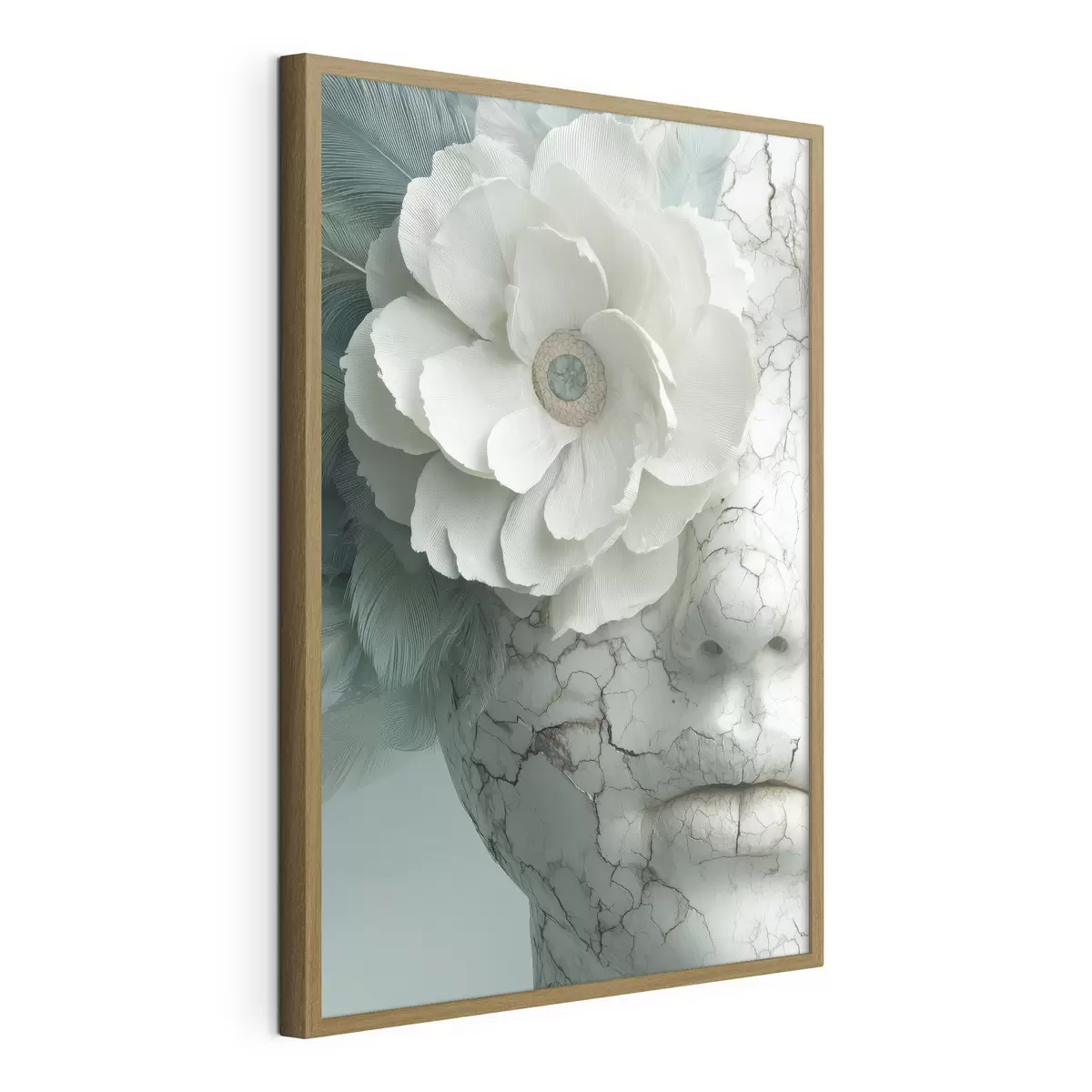 Poster marmorporträt eines Mädchens mit einer Blume f45709