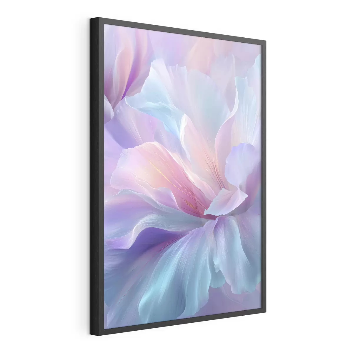 Poster eine zarte Fantasieblume mit Blütenblättern in Violett-, Blau- und Rosatönen f45710