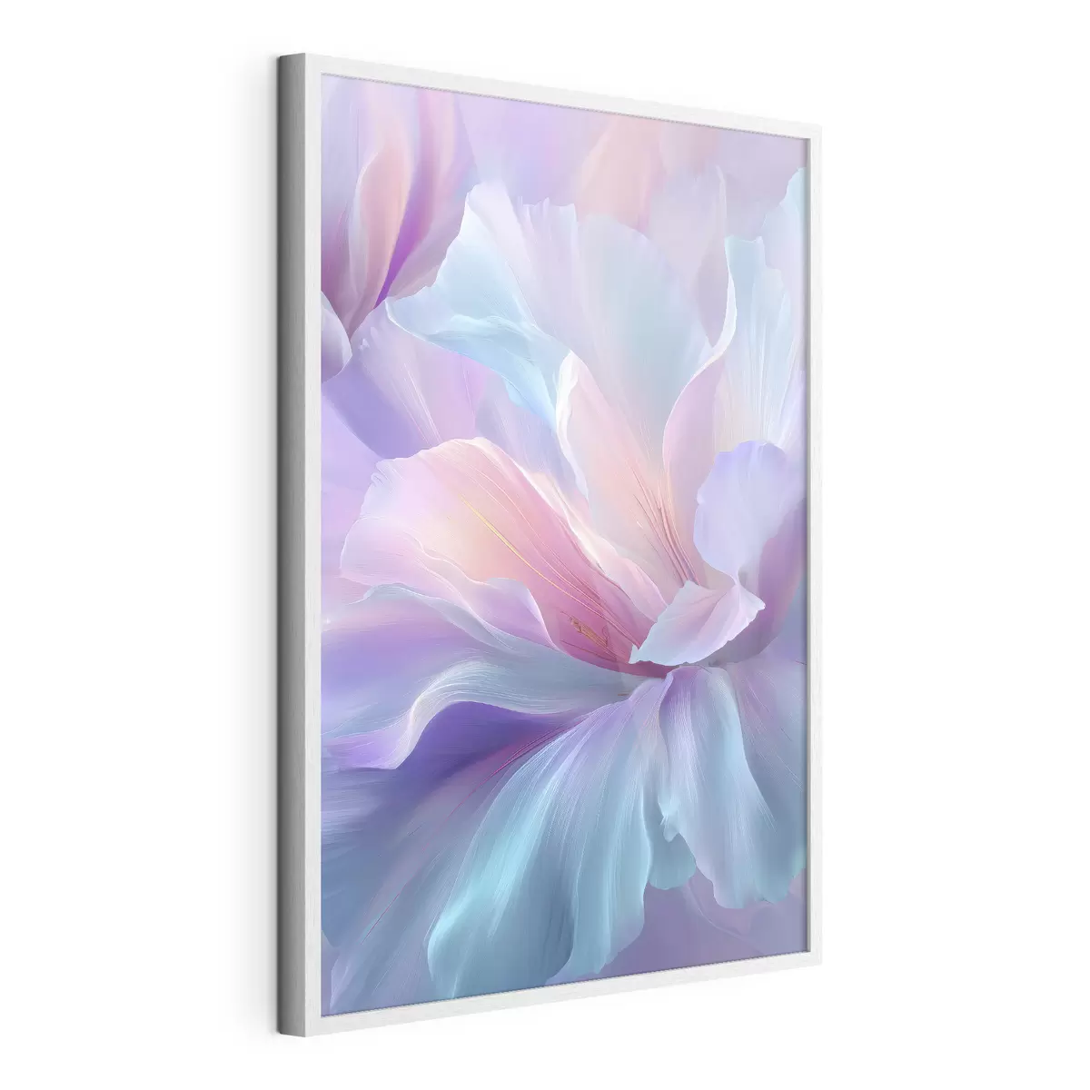 Poster eine zarte Fantasieblume mit Blütenblättern in Violett-, Blau- und Rosatönen f45710