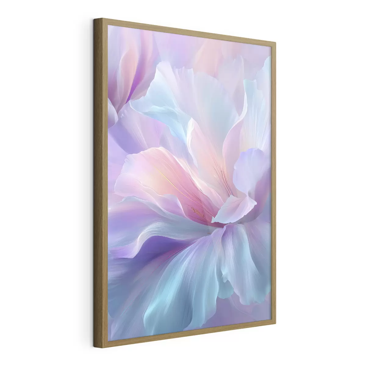 Poster eine zarte Fantasieblume mit Blütenblättern in Violett-, Blau- und Rosatönen f45710