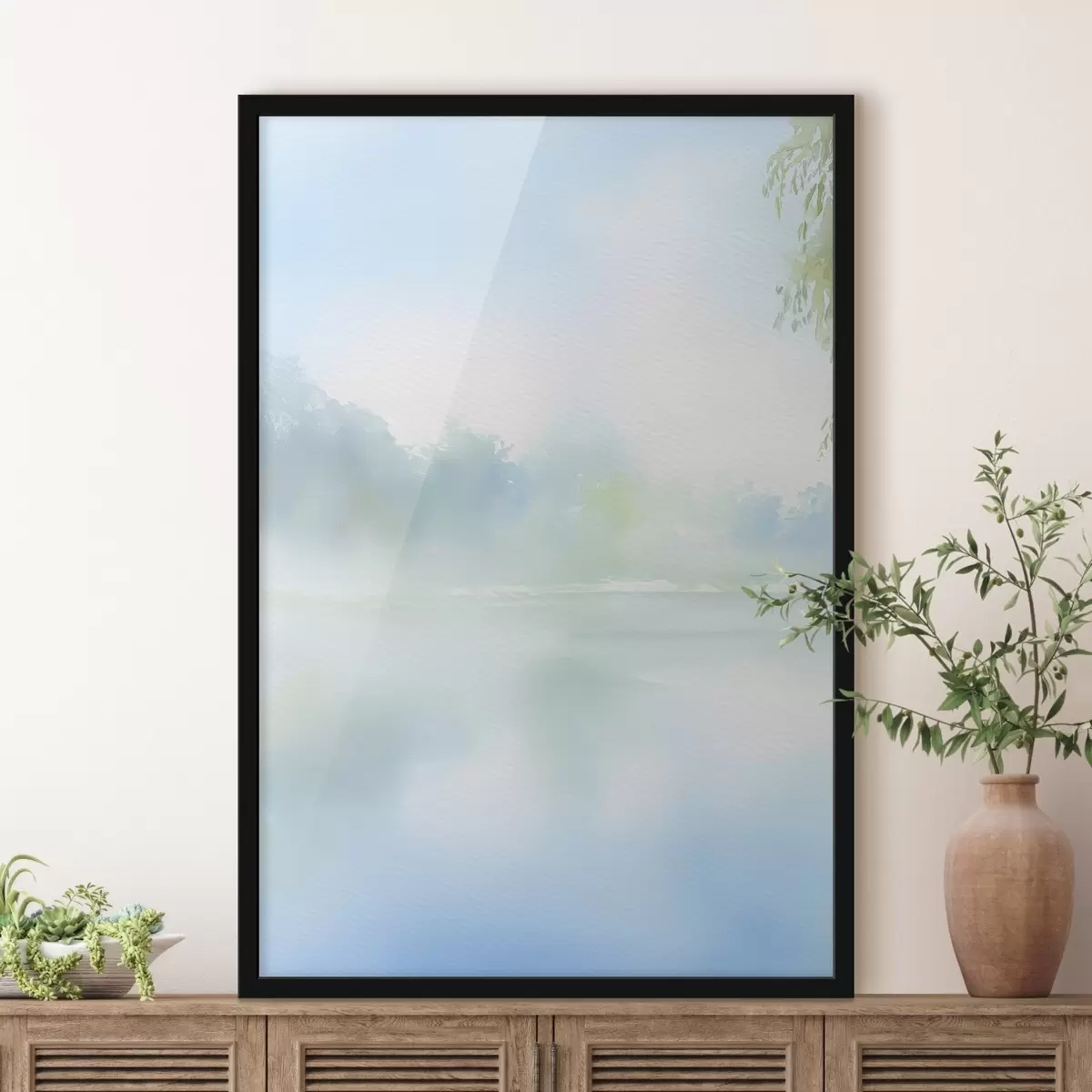 Poster aquarellsee in Blautönen f45714