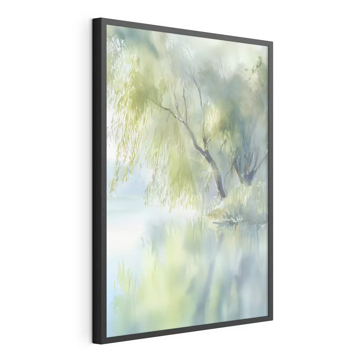 Poster weidenbaum am Seeufer im Aquarellstil f45715