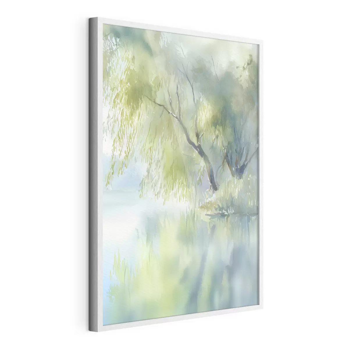 Poster weidenbaum am Seeufer im Aquarellstil f45715