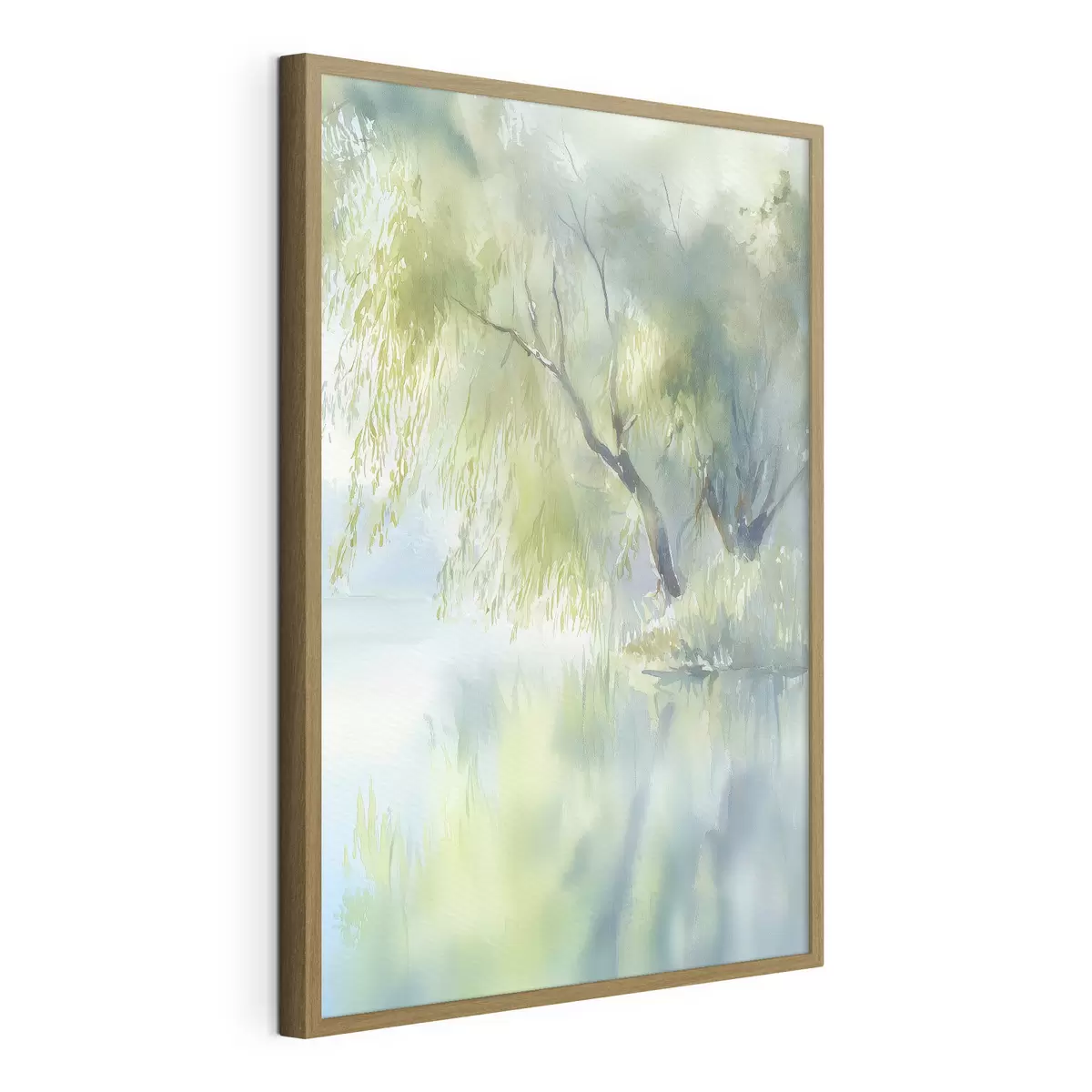 Poster weidenbaum am Seeufer im Aquarellstil f45715