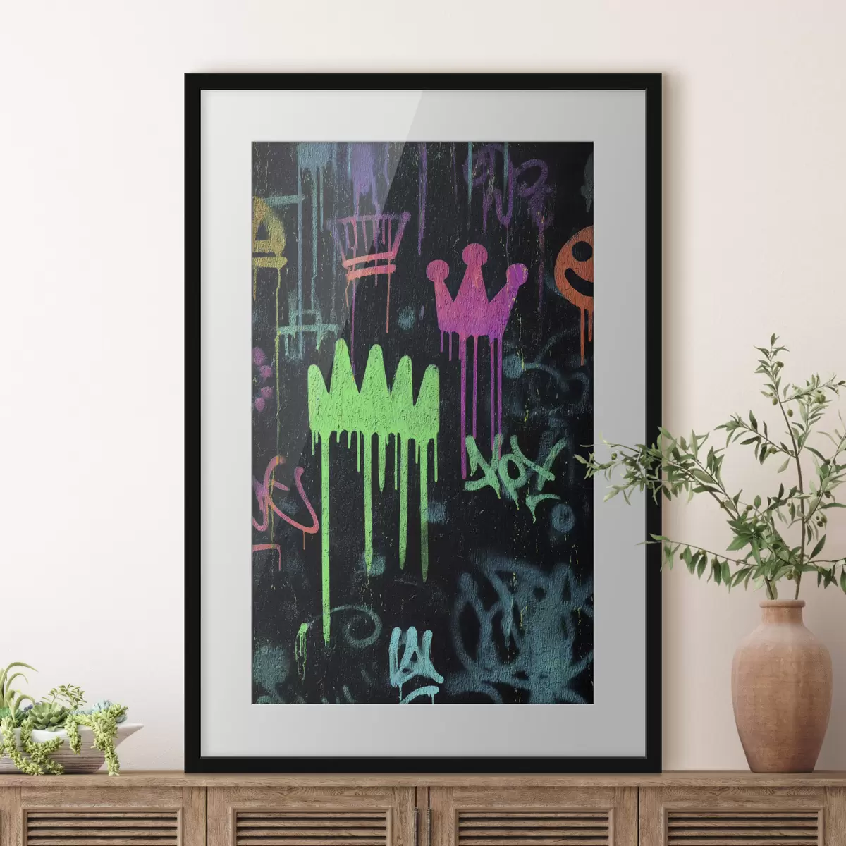 Poster leuchtende Straßenkunst auf dunklem Hintergrund f45718
