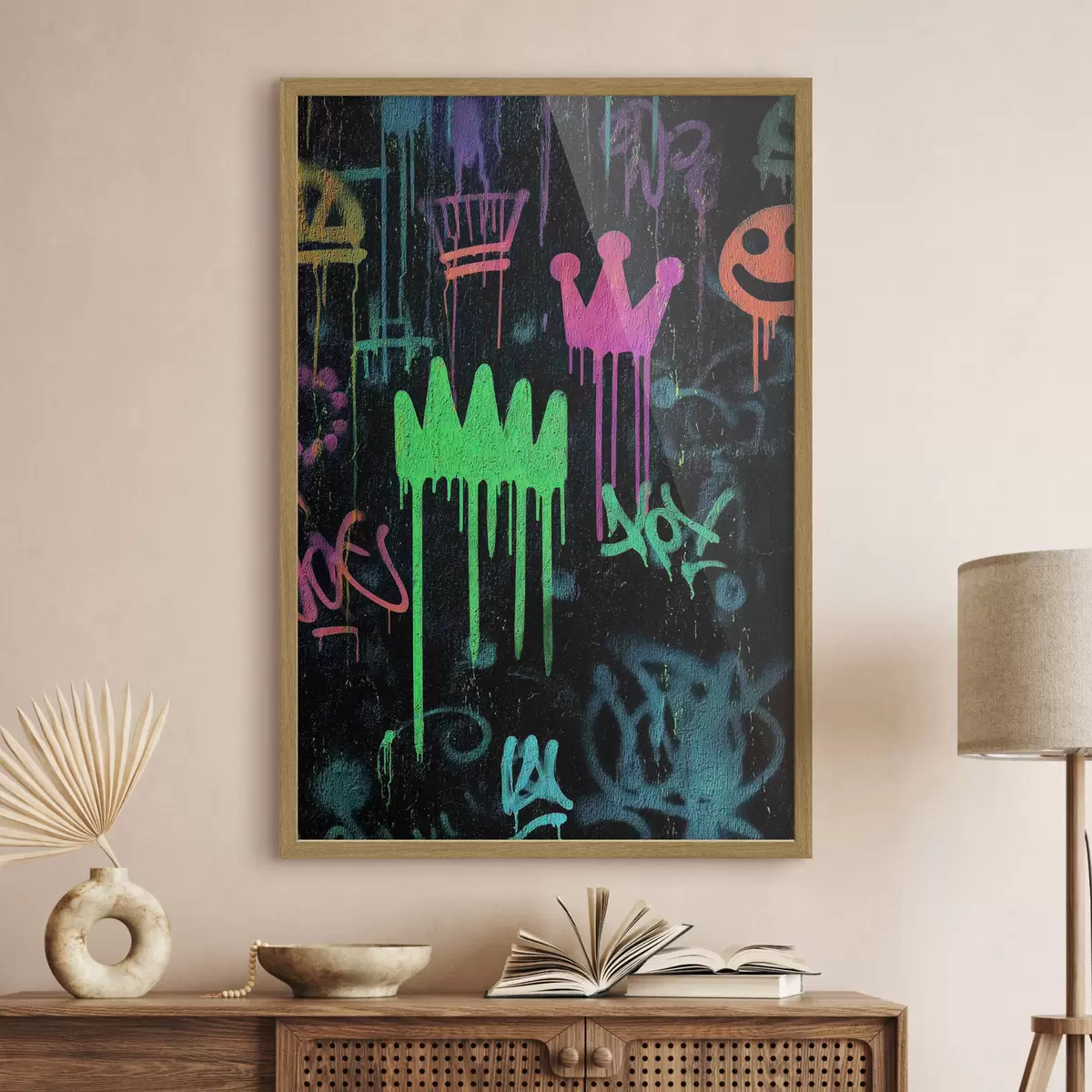 Poster leuchtende Straßenkunst auf dunklem Hintergrund f45718