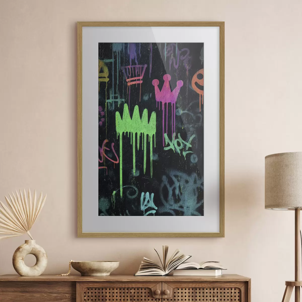 Poster leuchtende Straßenkunst auf dunklem Hintergrund f45718