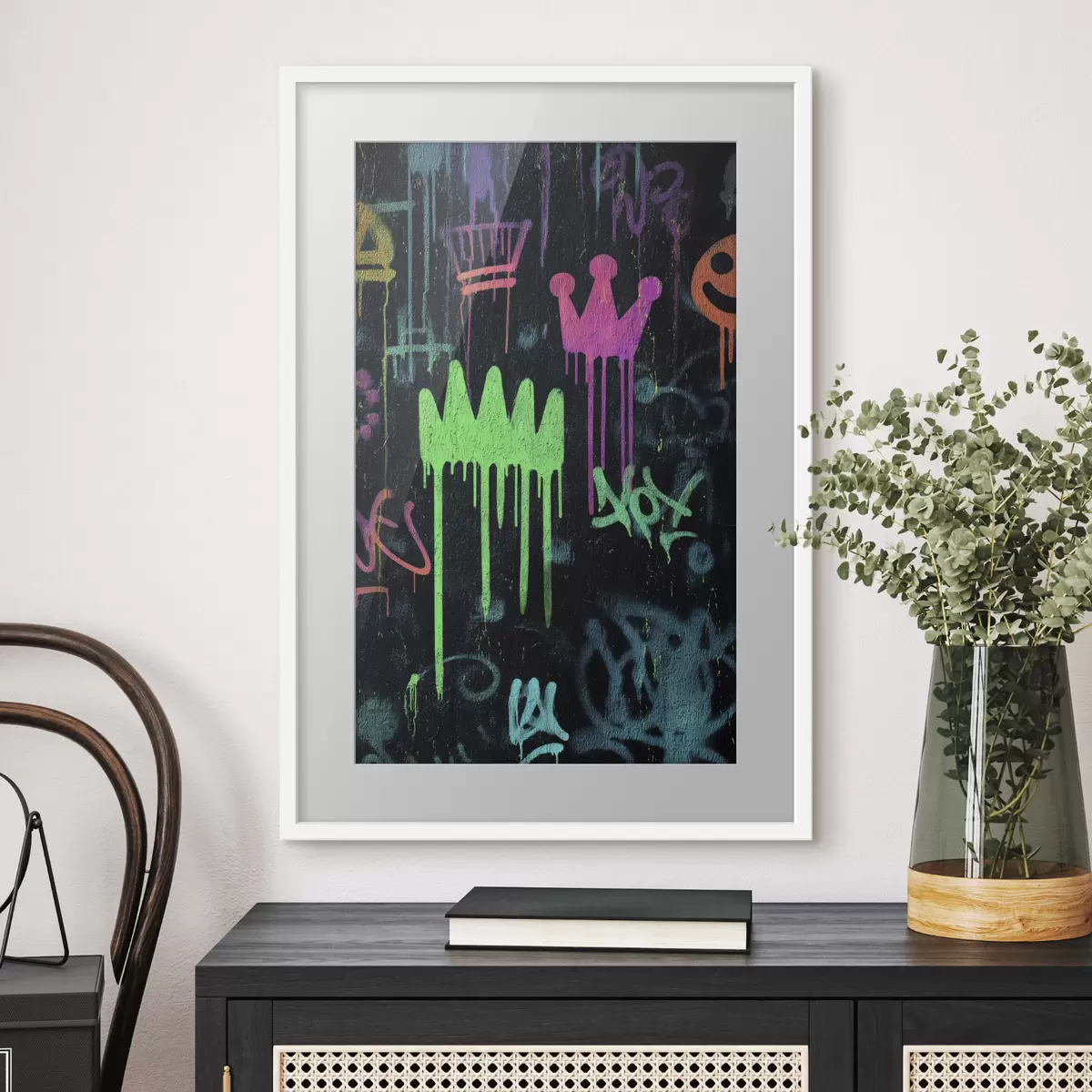 Poster leuchtende Straßenkunst auf dunklem Hintergrund f45718