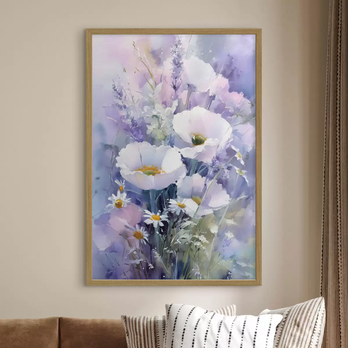 Poster aquarellstrauß in Lila- und Weißtönen f45720
