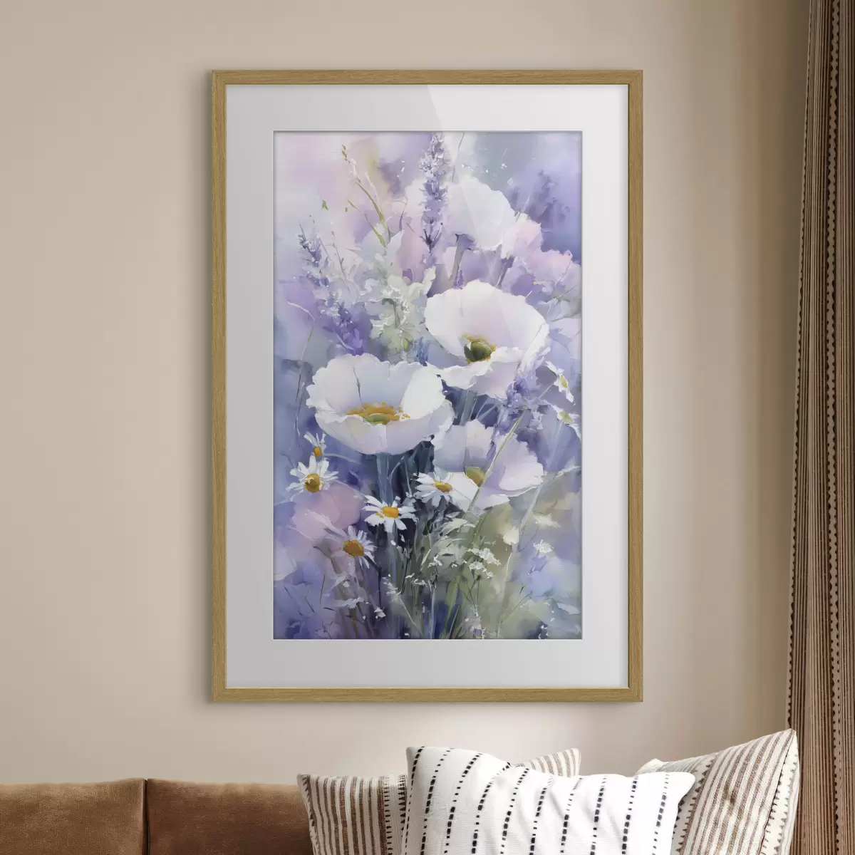 Poster aquarellstrauß in Lila- und Weißtönen f45720