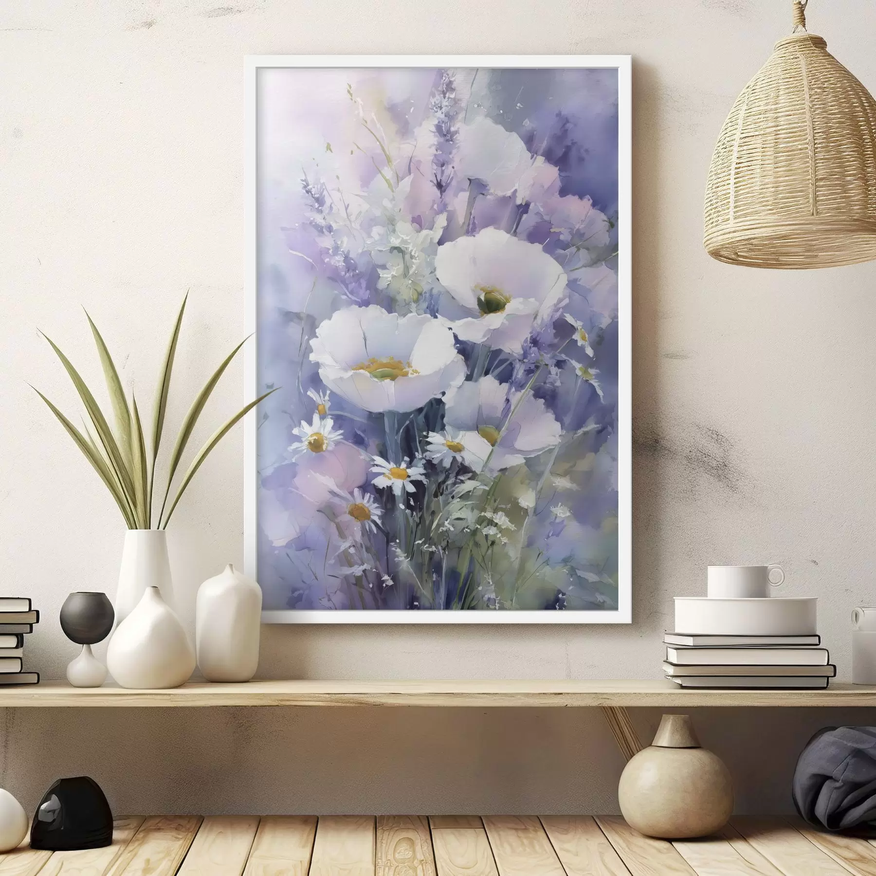 Fototapete aquarellstrauß in Lila- und Weißtönen f45720