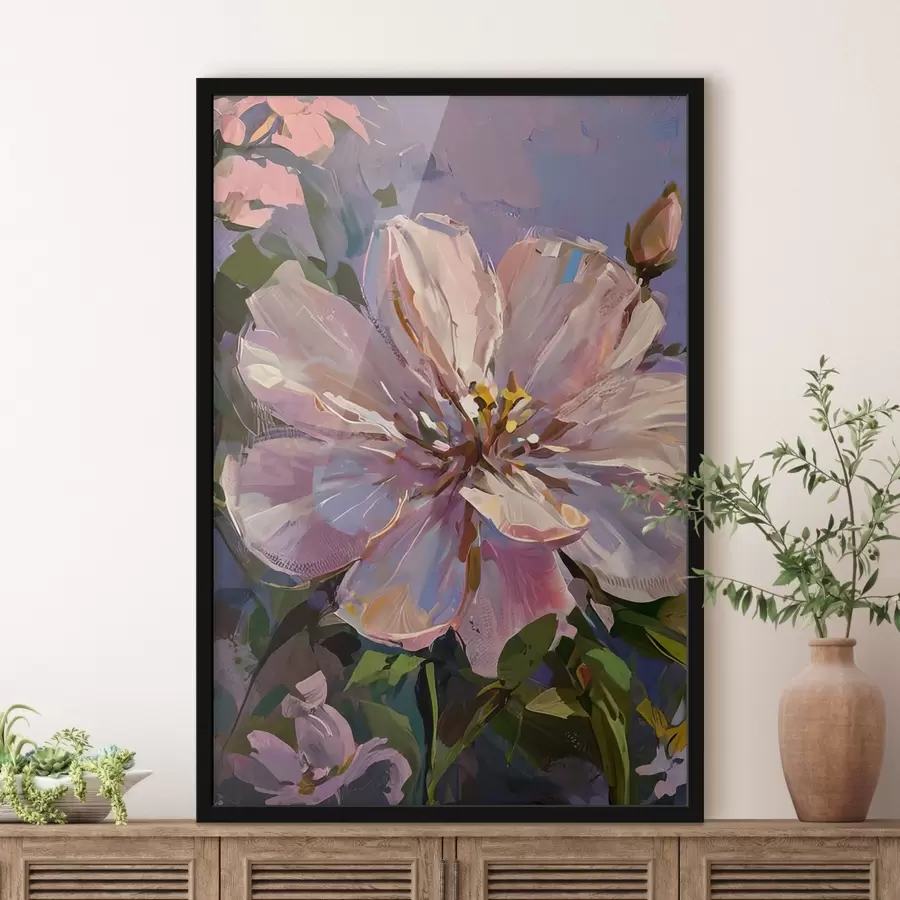 Fototapete rosa Blumen im Stil eines Ölgemäldes f45723