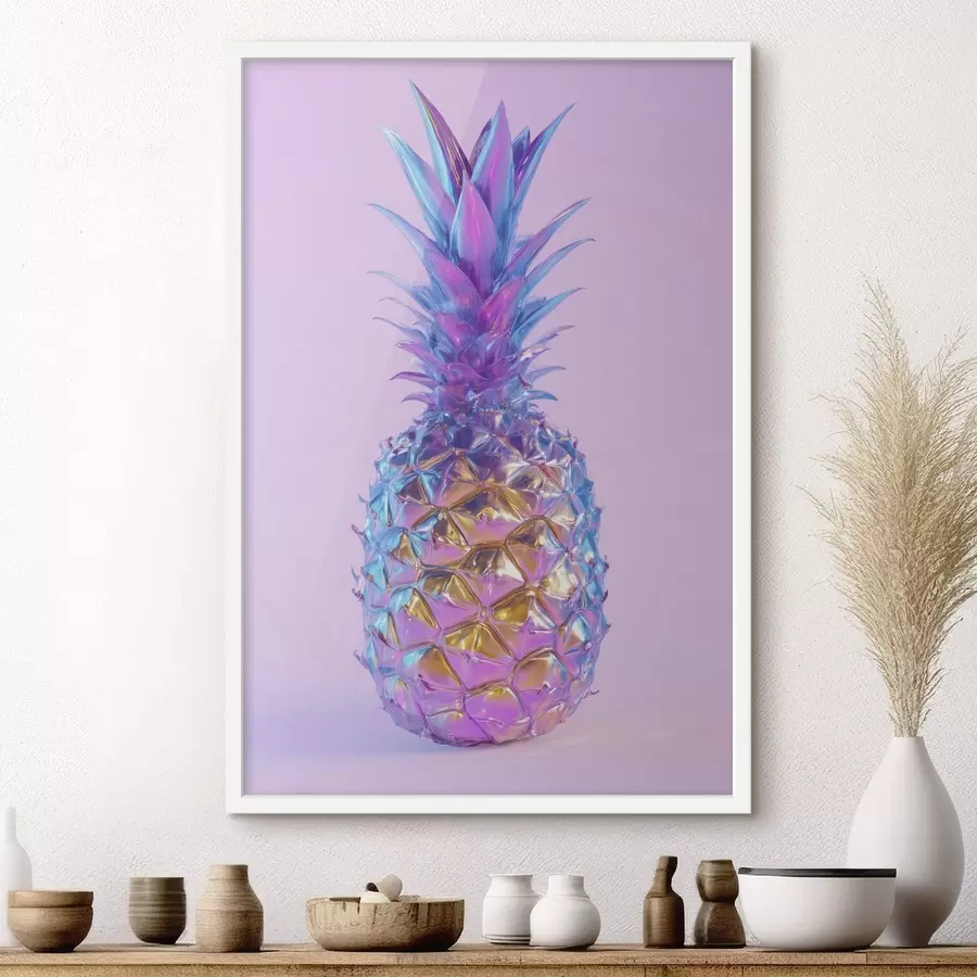 Fototapete leuchtend glänzende Ananas im Pop-Art-Stil f45727