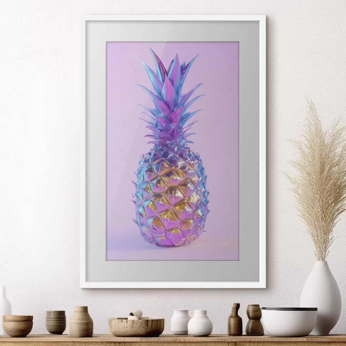 Poster leuchtend glänzende Ananas im Pop-Art-Stil f45727